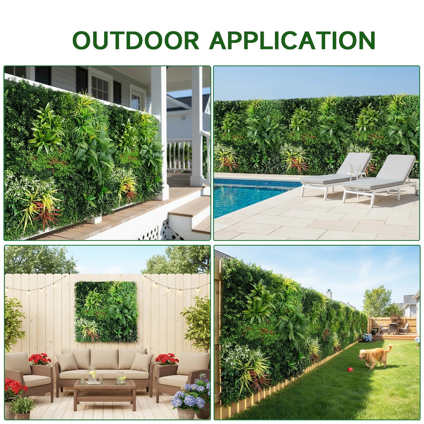 FOSZMAC Artificial Plant Wall Panels, 40"x 40" Greenery Boxwood Panels with UV Protection, Faux Grass Ivy Privacy Screen Fence, Grass Wall Backdrop for Indoor Outdoor Garden Backyard Decor