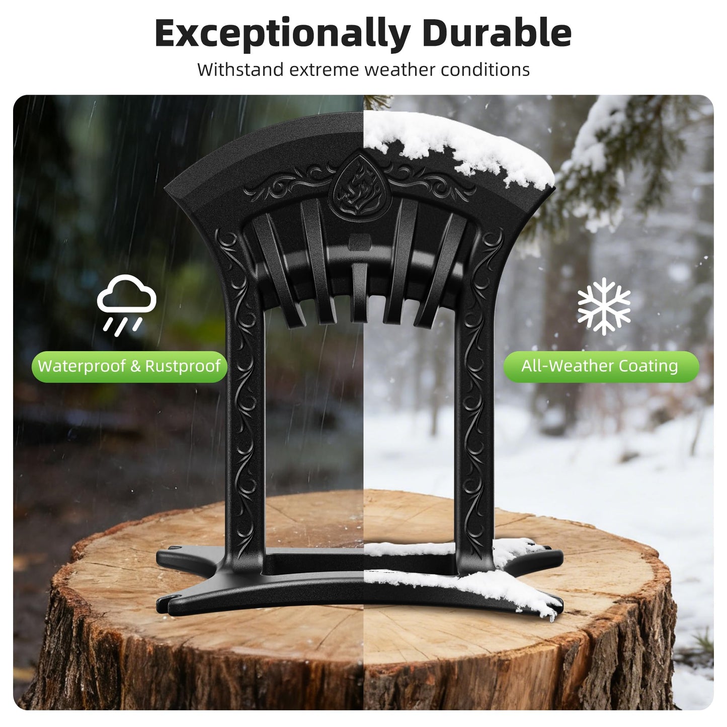 ZIMOMOTA Firewood Kindling Splitter, Manual Log Splitter, Cast Iron Log Splitting Wedge, Heavy Duty Wood Splitter Tool with Cover (Black)