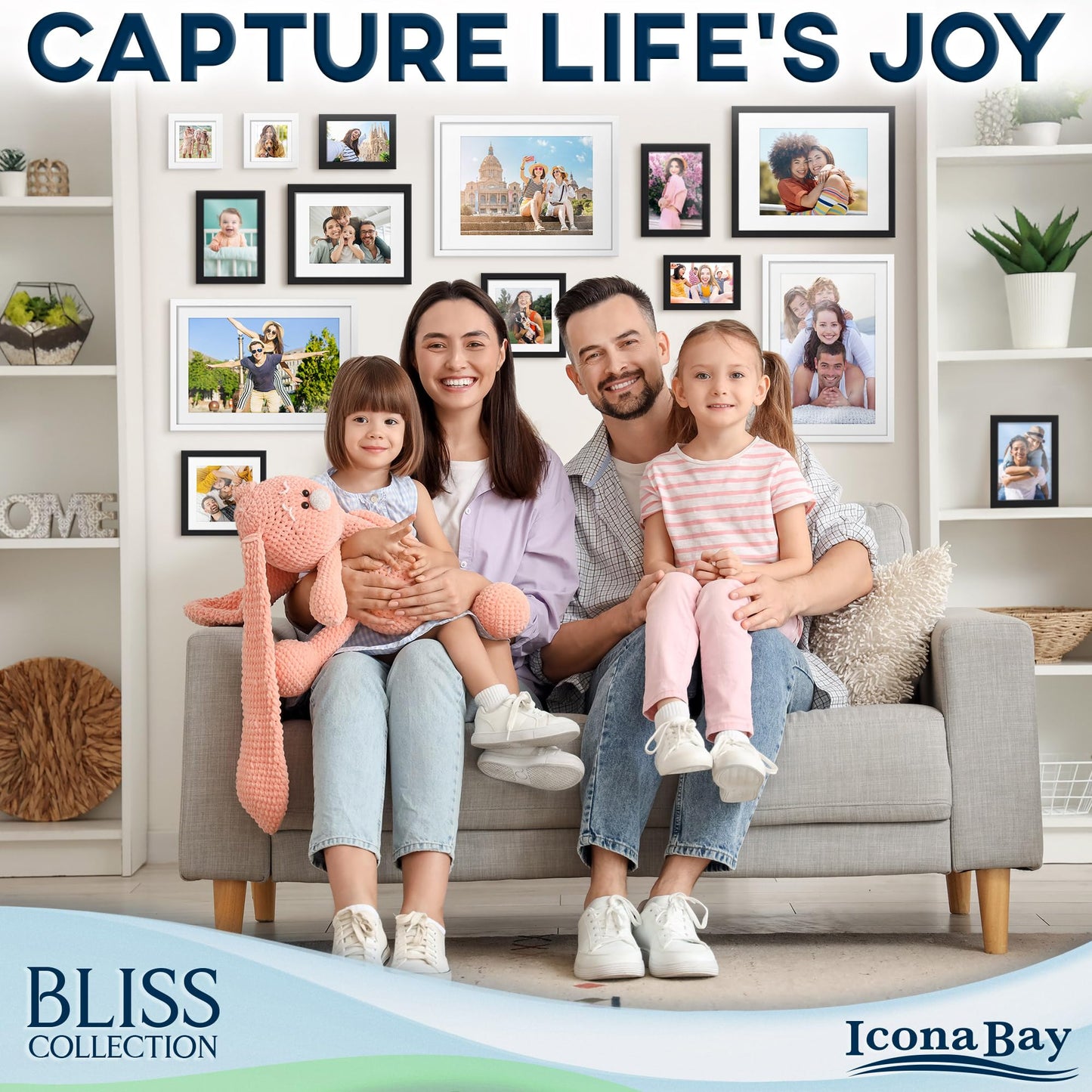 Icona Bay - 5x7 Light Oak Picture Frame - Modern Style Engineered Wood Frame - Table Top or Wall Mount - Bliss Collection