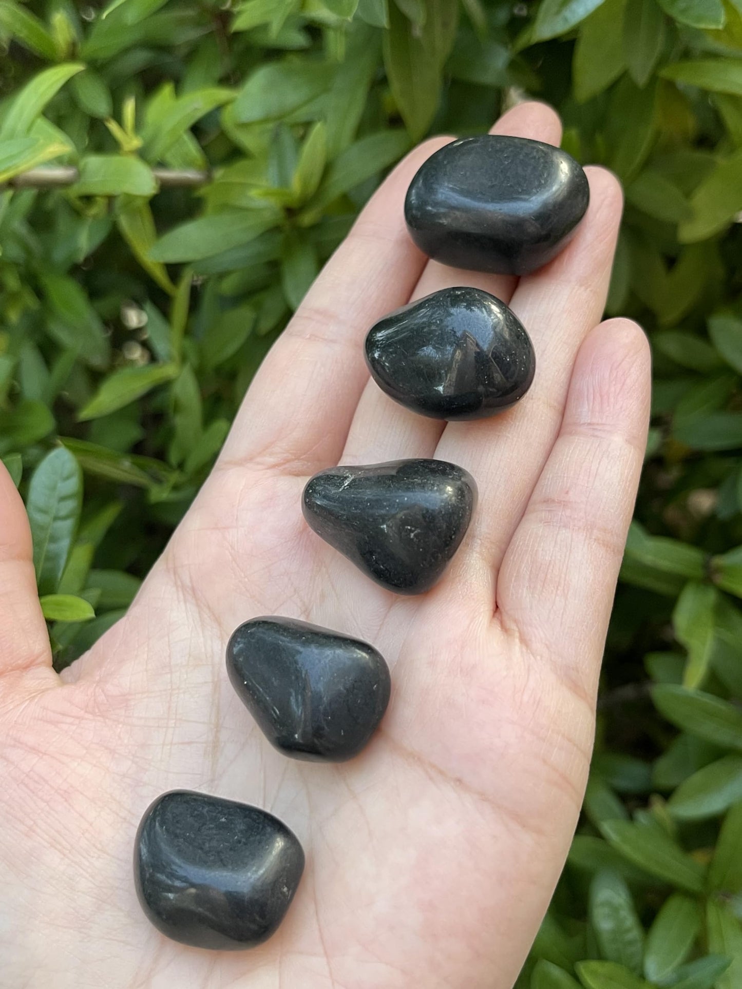 GAF TREASURES 5 Pcs Black Tourmaline Tumbled Stones, Polished Natural Black Tourmaline Gemstone, Black Tourmaline Healing Crystals
