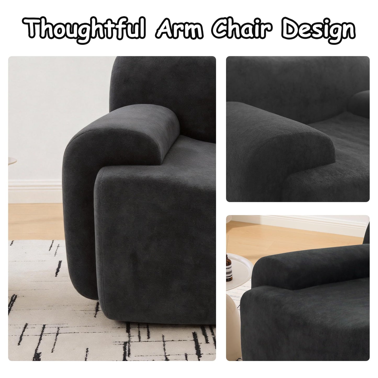 FASADI Oversized Accent Chair - 42" Boneless Chenille Single Sofa Chair for Living Room, Cloud Armchair Foam & Spring Couch for Living Room, Bedroom, Office. Reading, No Assembly