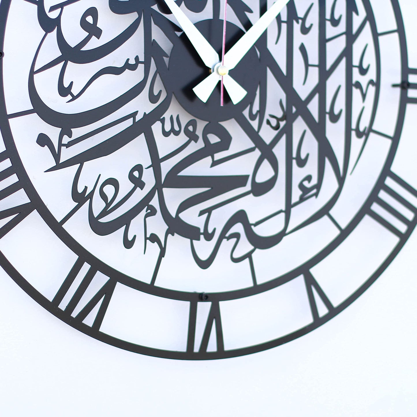 iwa concept First Kalima Metal Islamic Silent Clock | Islamic Ramadan Wall Decorations | Modern Muslim Housewarming Gift | Arabic Calligraphy | Quran Wall Art (Black)
