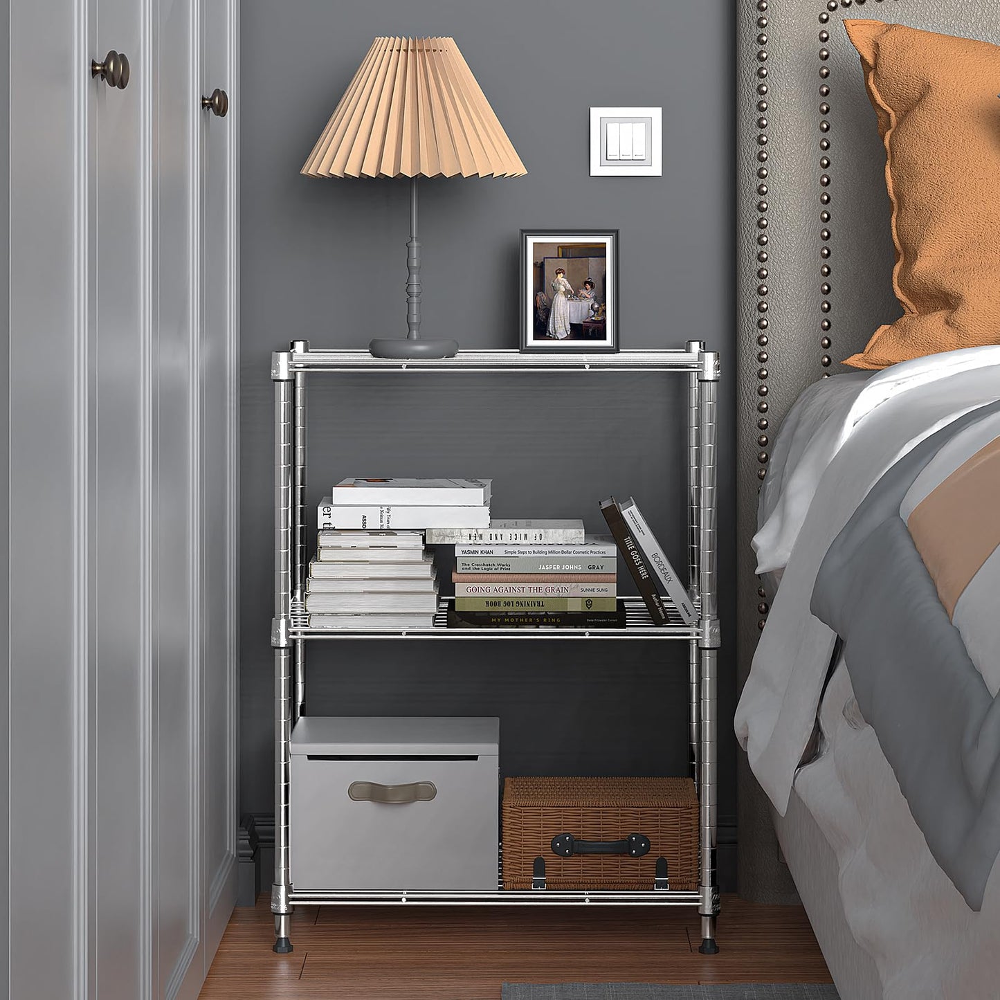 M MZG 450 lbs Wire Storage Shelving 3-Tier Utility Shelving Unit Steel Organizer Wire Rack for Home,Kitchen,Office,Chrome(11.8" D x 17.7" W x 26.4" H)