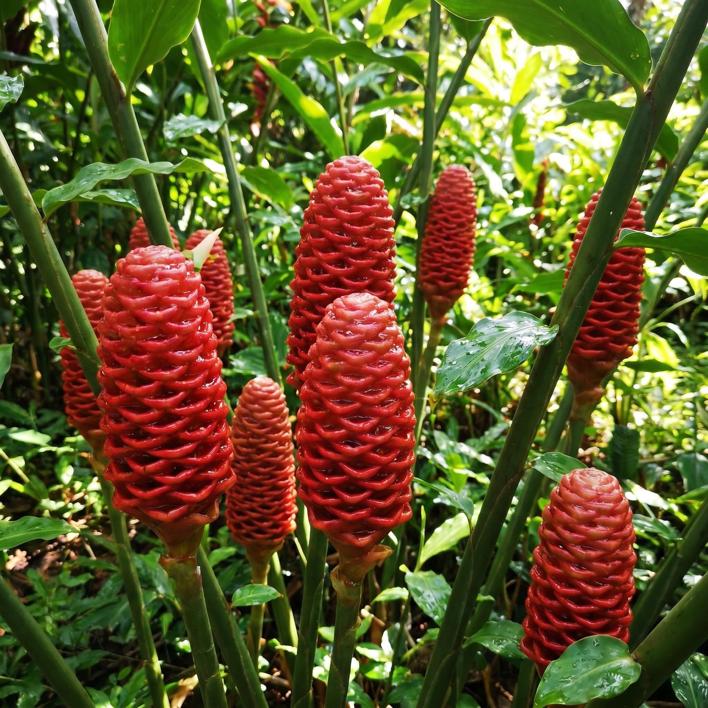 12 Zingiber Zerumbet Shampoo Ginger Roots, Hawaiian Ginger Lily Rhizomes, Pinecone Gingers for Outdoor Garden