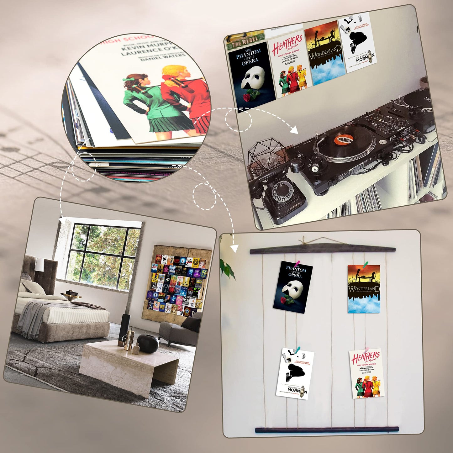 RicaBili 50Pcs Musical Aesthetic Picture Wall Collage Kit, Music Album Cover Poster Display Art Print Photo Collection, Fashion Room Decor For Classic Musical Retro Style