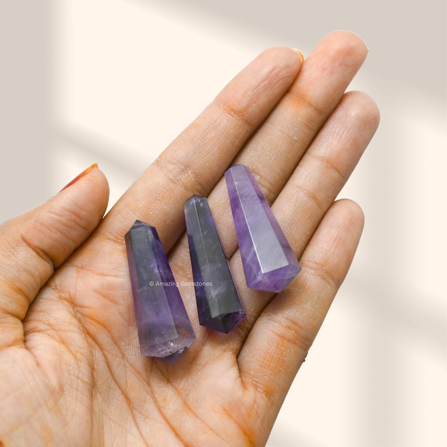 Amazing Gemstone Amethyst Crystal Points Bulk Healing Crystals and Stones - Pack of 3 Double Terminated Healing Wand Point Bulk Crystals for Crafts, Crystal Grid, DIY Work - Premium Crystals