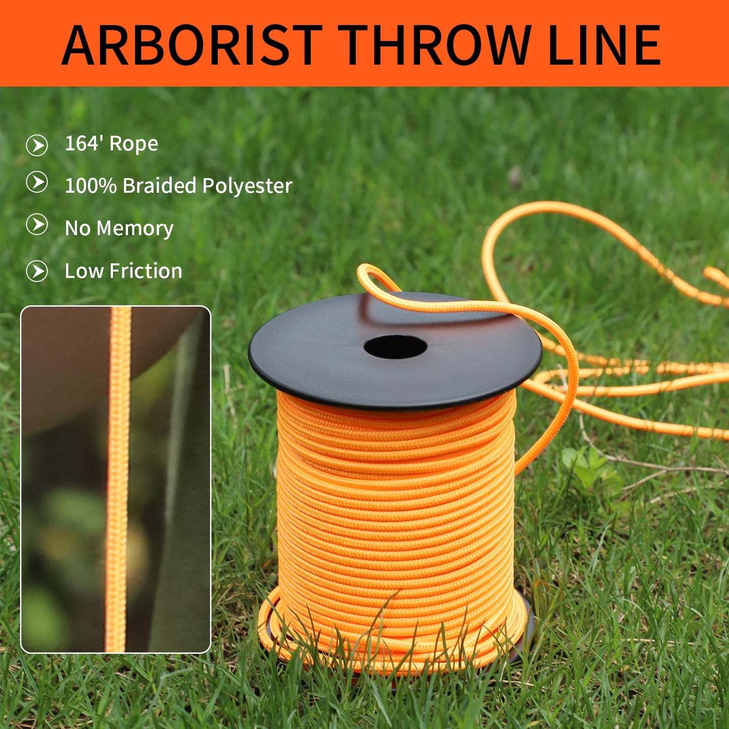 SENSILIN Arborist Throw Line Kit, Arborist Throw Weight and Line Kit, 164’ Ultra Slick Polyester Rope and 14Oz Throw Bag, Arborist Equipment Suitable for High Limb Throwing