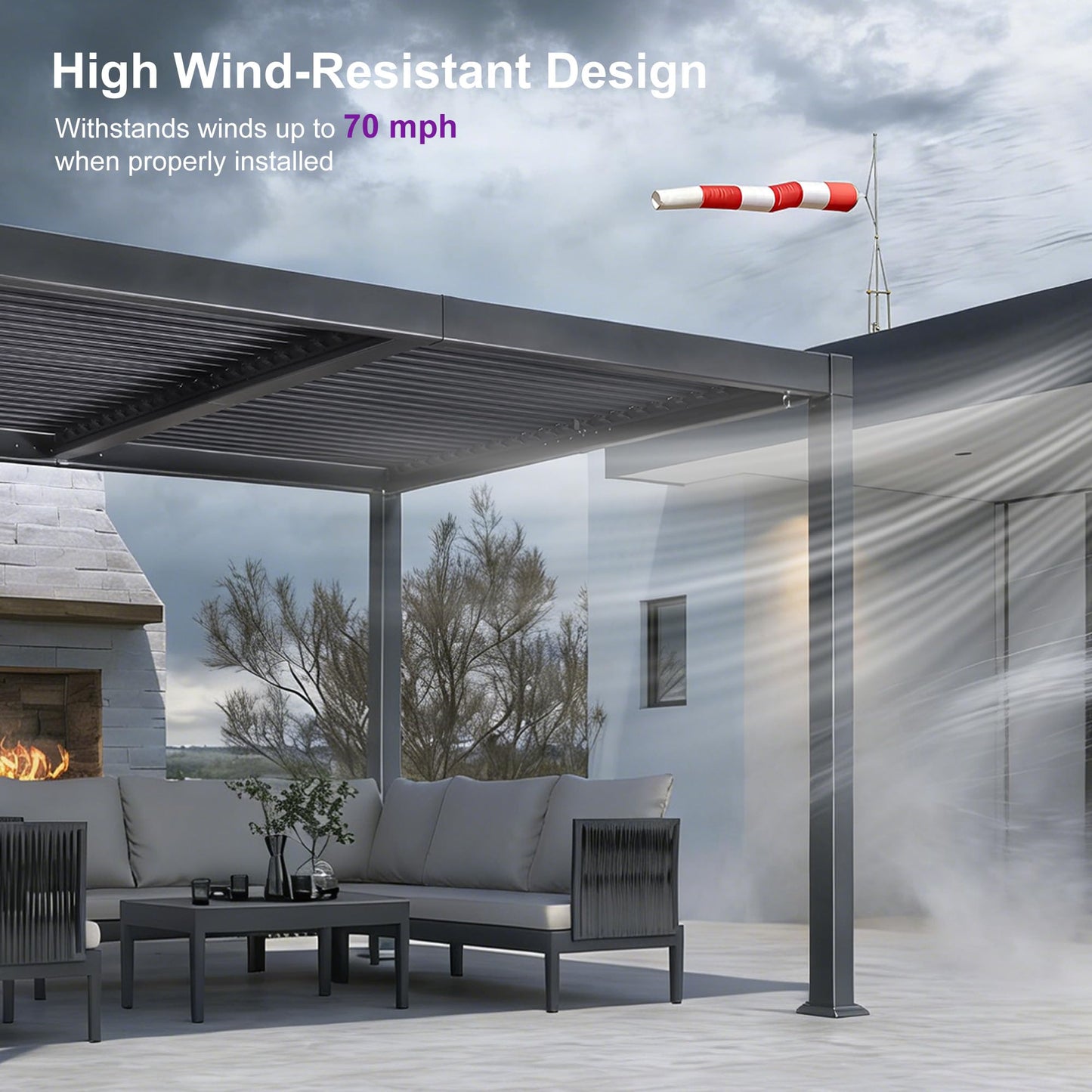 PURPLE LEAF Louvered Pergola 10' x 12' Aluminum Outdoor Pergola with Adjustable Louvers Roof and Integrated Drainage System 70 Mph High Wind Resistant Small Pergolas for Patio Deck Porch Yard