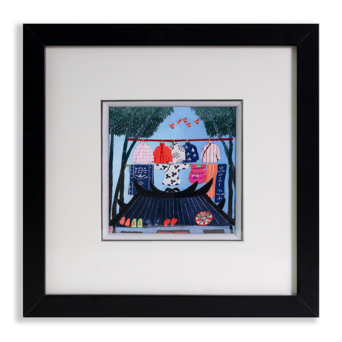 Ebherys Hunan Hand Embroidery Artwork, Handmade Paintings with Wood Frame Hanging on the wall as Room Decoration Home Accessories, Meaningful Gifts for Mother Daughter and Friends (Hanging Cloth)