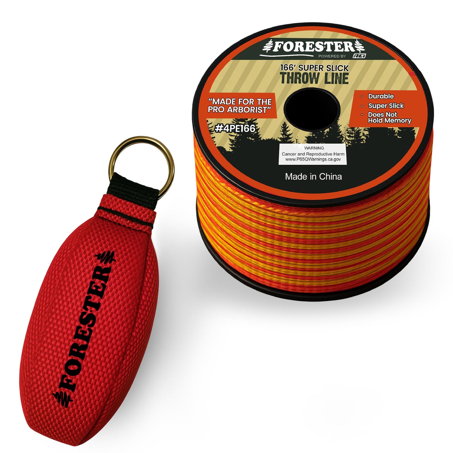 FORESTER Arborist Throw Line Kit | 15oz Throw Weight & 166ft Rope | Ultra Slick 100% Polyester Rope | Arborist Equipment For Tree Climbing