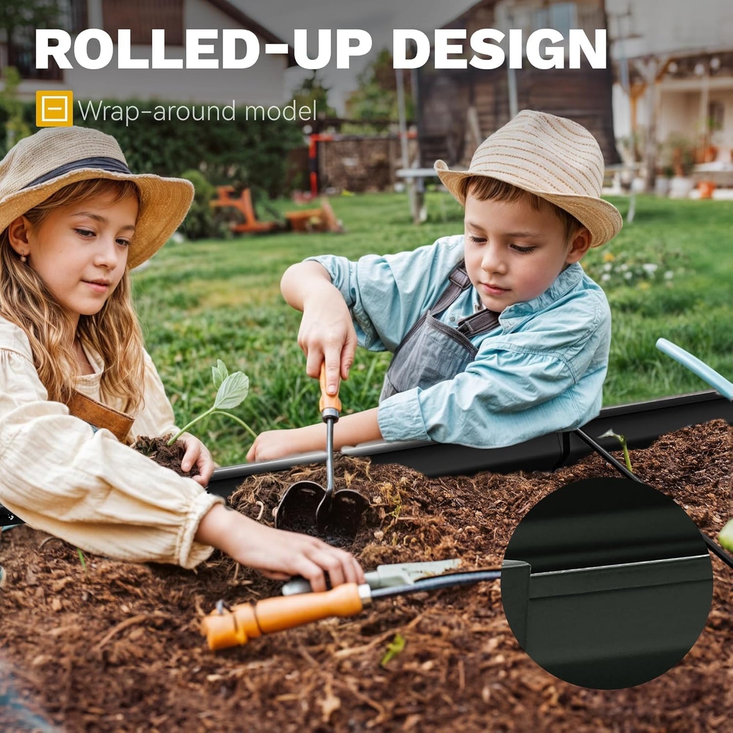 DWVO 6 x 3 x 1.5 FT Raised Garden Bed Kit, Outdoor Galvanized Flower Bed with Gloves, Large Metal Planter Box for Vegetables, Flowers, Herbs, Fruits, Black