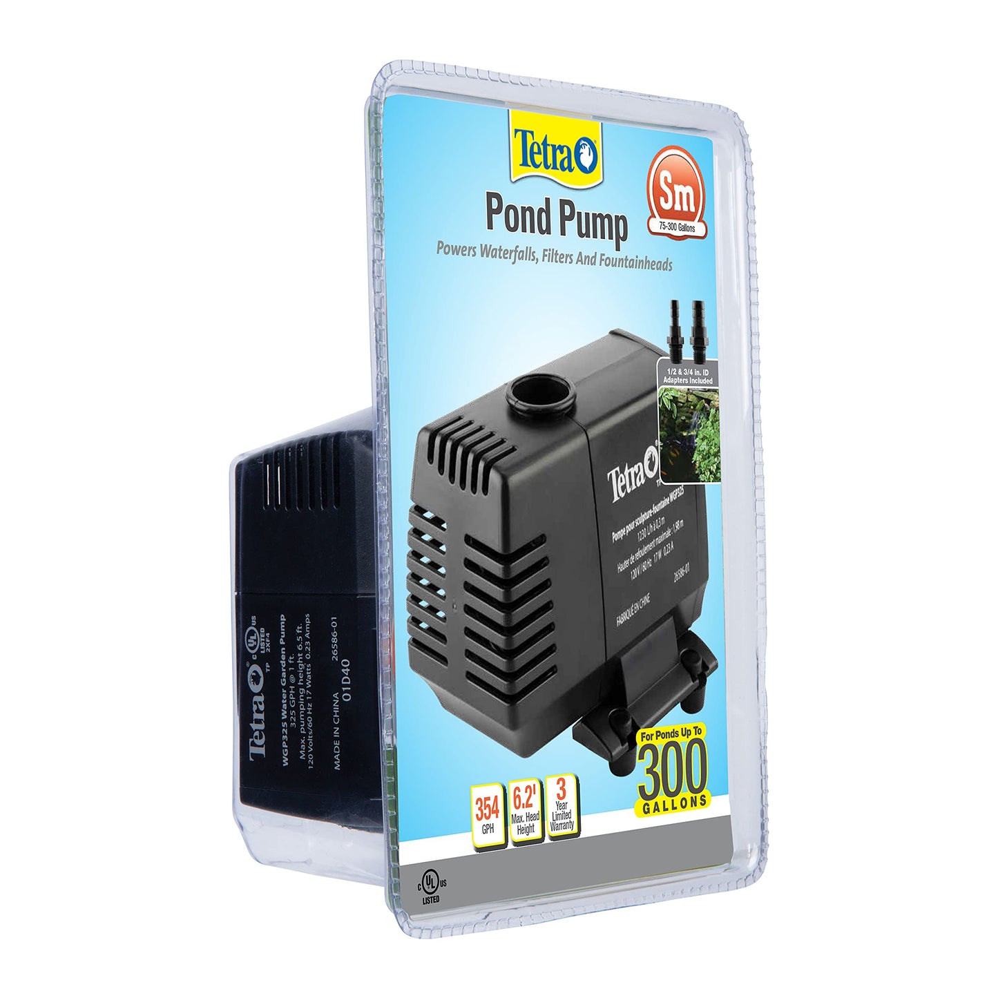 TetraPond Water Garden Pump, Powers Waterfalls/Filters/Fountain Heads,Black,50 to 500 Gallons