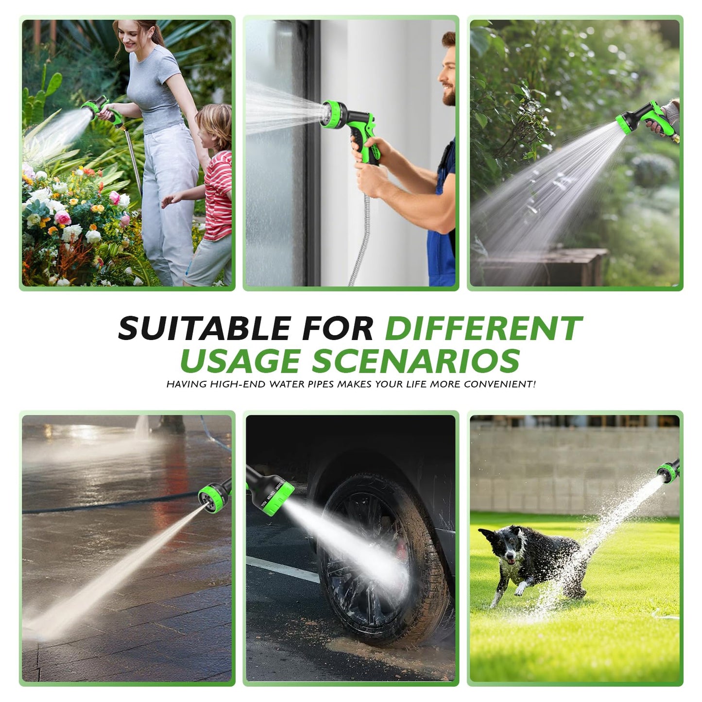 GARDENWORK Water Hose 50 FT,Stainless Steel Garden Hose with 10 Function Nozzle Flexible,Metal Garden Hoses with Leak-Proof Connectors,Flexible Hose,Waterhose for Outside