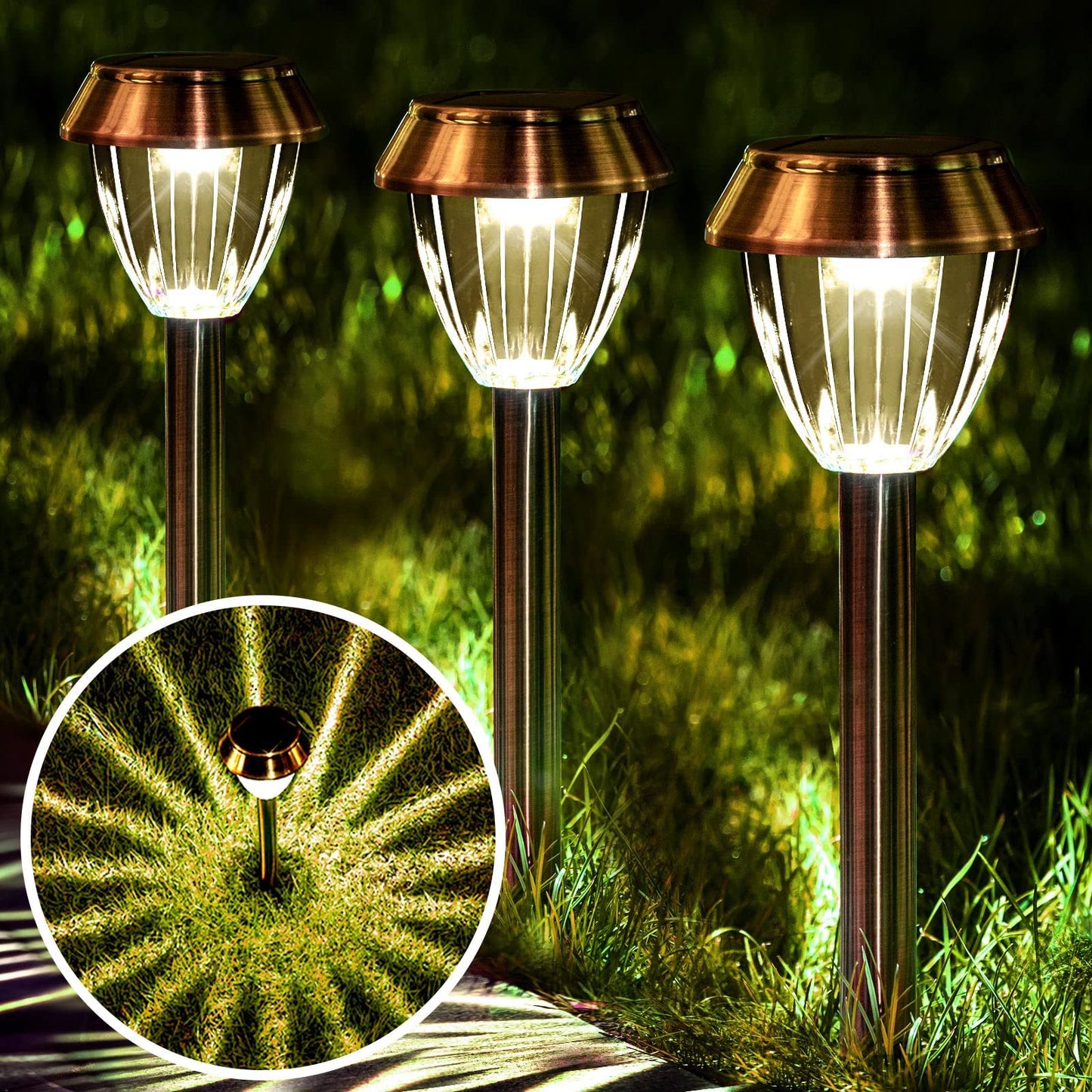 6 Pack Solar Pathway Lights Outdoor, New Upgraded Adjustable Warm & Cool White Solar Lights Outdoor Waterproof, Solar-Powered Garden Light for Path, Walkway, Yard, Driveway, Lawn, Backyard Decor