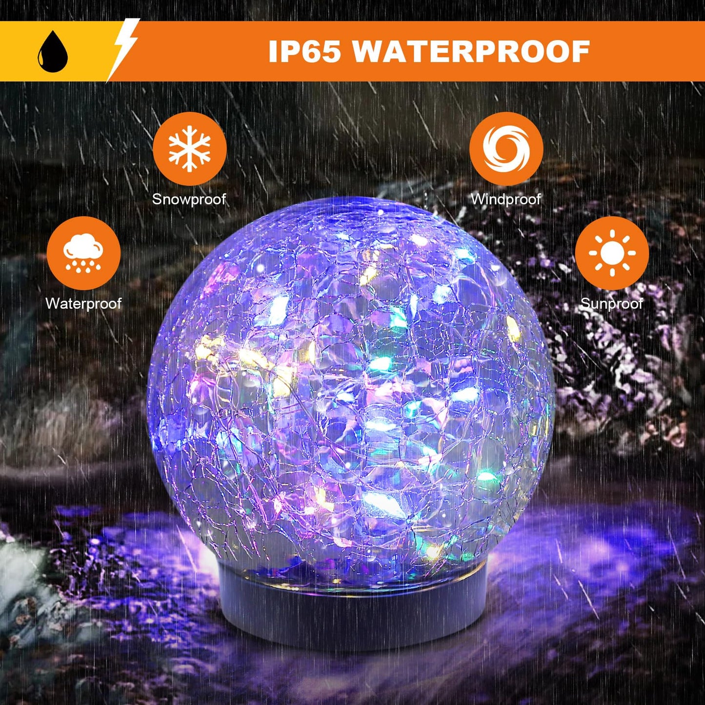 MLKNK Solar Globe Lights Outdoor Waterproof-Solar Balls-Solar Garden Lights-Orbs for Outside 2 Pack Cracked Glass Ball for Lawn Patio Yard Backyard Decorations