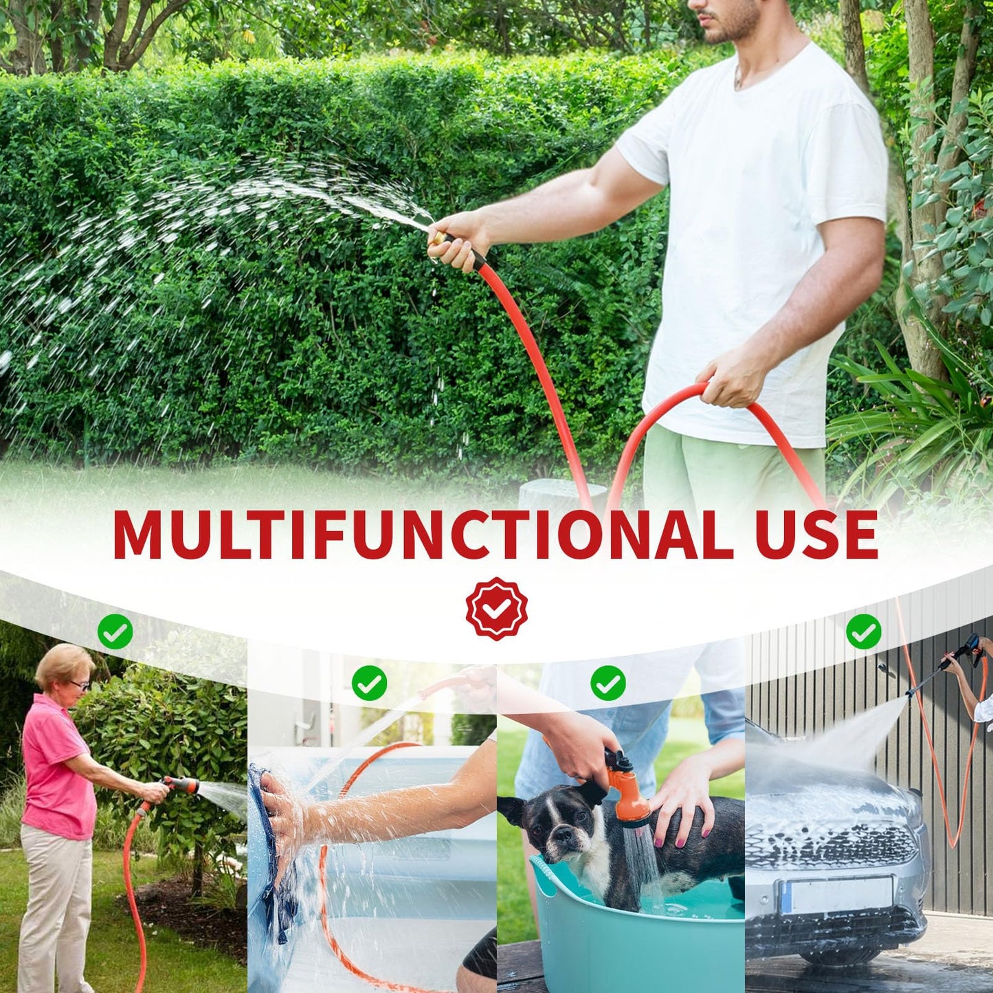 BLENDLITE Garden Hose 25 ft x 5/8” Hot/Cold Water Hose,-50°F to 190°F,Burst 600Psi Flexible & Lightweight Upgraded Rubber Hoses,3/4” Solid Fittings for All-weather Outdoor Lawn & Garden