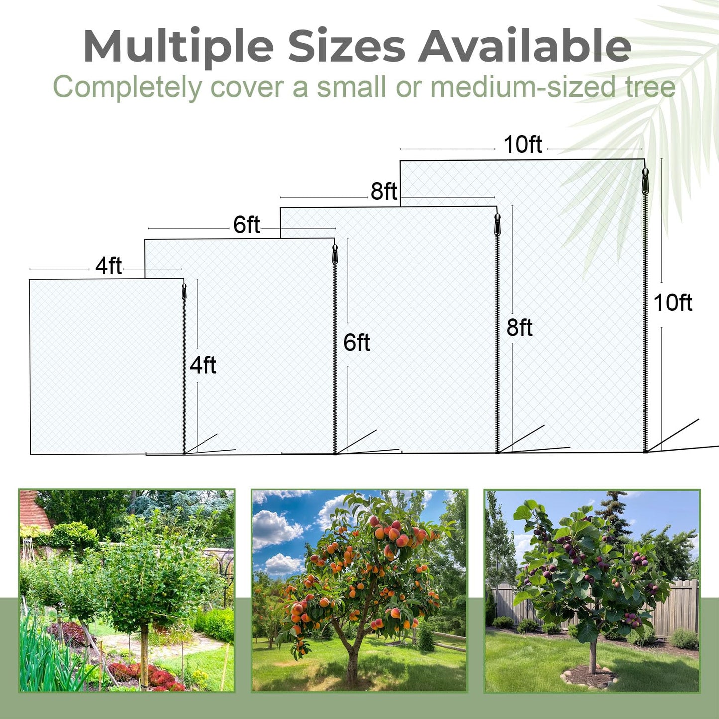 Homoda Fruit Tree Netting Cover with Zipper & Drawstring, 2 Packs 6ft x 6ft Insect Bird Barrier Netting for Garden Protection, Ultra Fine Mesh Garden Netting