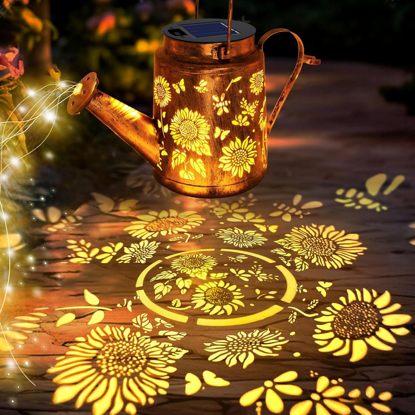 Big Solar Lanterns Outdoor Waterproof, Gift for Mom Grandma Women Wife Daughter Mother's Day, Sunflower Watering Can Light with Shepherd Hook, Hanging Lantern Solar Path Light, Yard Patio Garden Decor