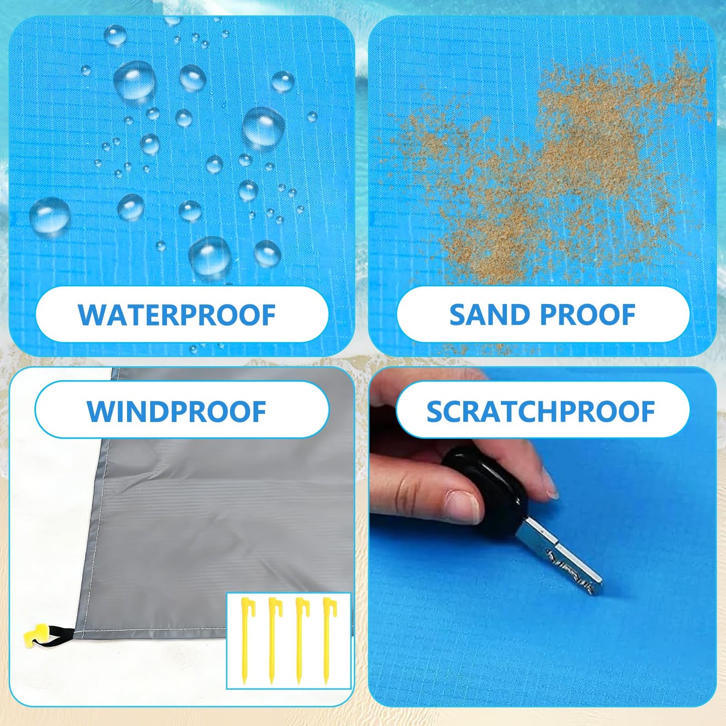 Decorwell Beach Blanket Waterproof Sandproof 110"x118" 1-8 Adults Extra Large Beach Mat Quick Drying Outdoor Picnic Mat Beach Accessories for Travel, Camping, Hiking