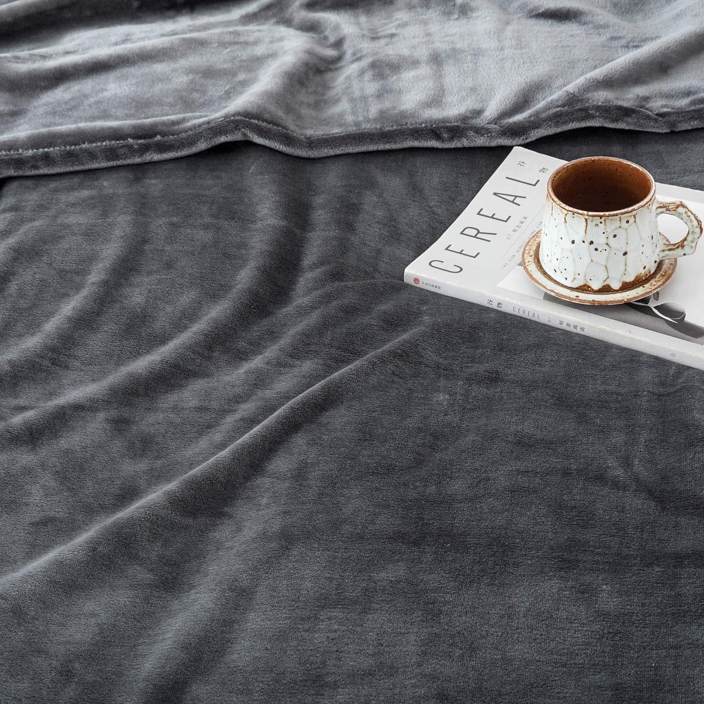 IR Imperial Rooms Fleece Blanket - Super Soft Fluffy Dark Grey Throw Blanket for Sofa and Bed - Warm and Cozy Lightweight 400 GSM Microfiber Bed Throws Blankets, 50x60 Inches (Throw/Travel)