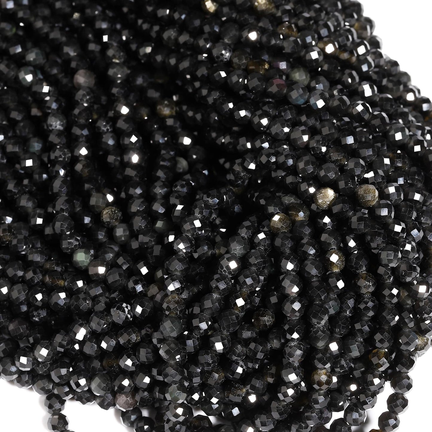 Song Xi 120pcs 3mm Natural Black Striped Agate Gemstone Beads Faceted Round Loose Stone Beads for Jewelry Making (1 Strand)