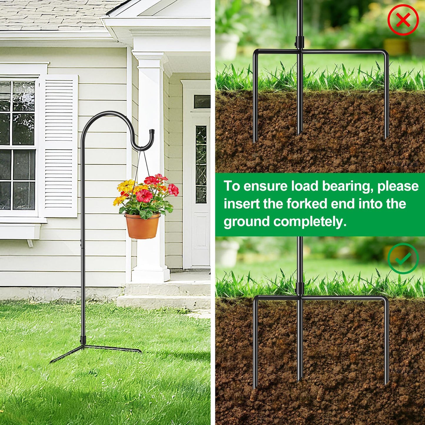 GOFORWILD Shepherd Hook 6 Pack Black, 33 inches Tall, Made of Premium Metal for Garden Decor, Plant Hanger, Lantern Hook, Solar Light Hanging, 7011-3