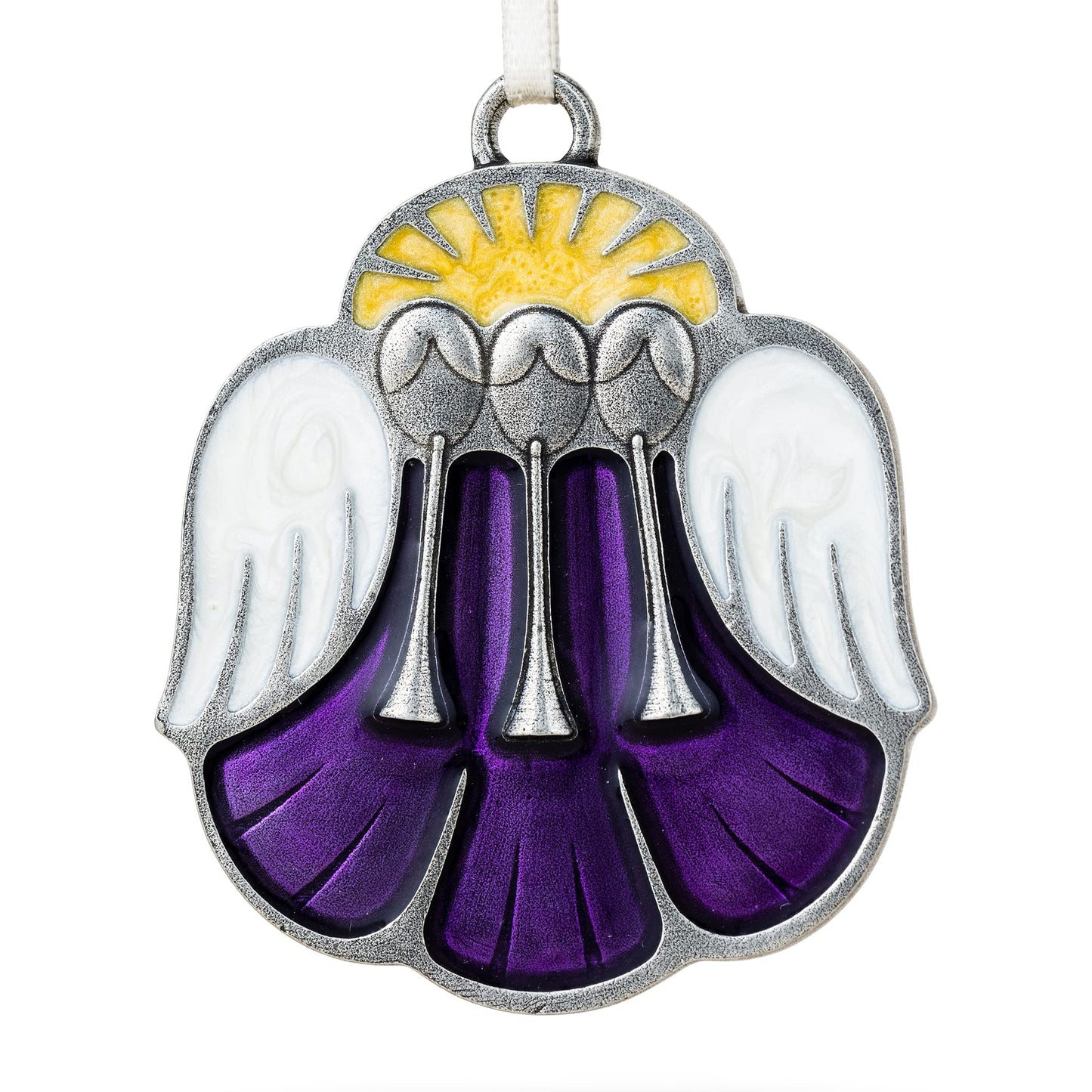 DANFORTH - Herald Angels Ornament - Satin Ribbon - 1 7/8 x 2 Inches - Handcrafted in The USA - Gift Boxed