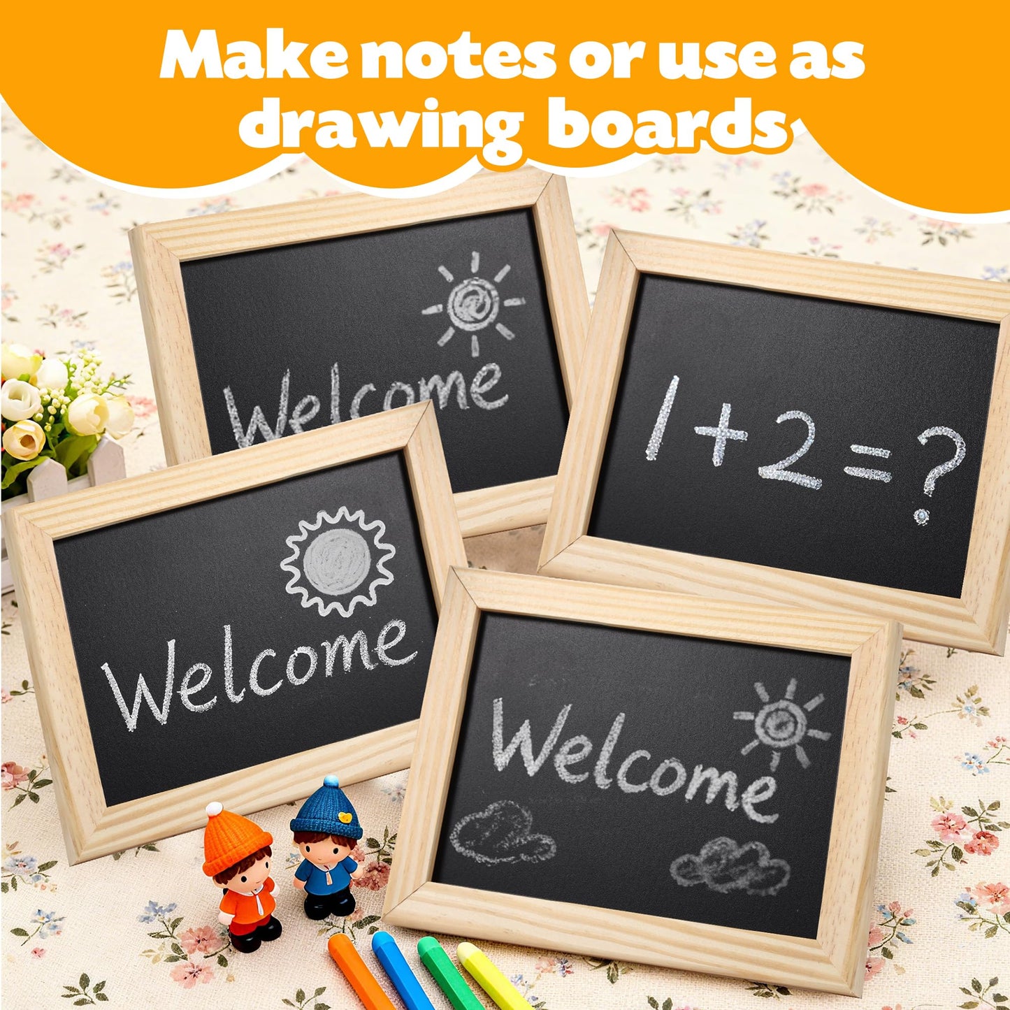 Miraclekoo 2 Pack Mini Chalkborad Signs Small Chalk Boards with Unfinished Wood Frame,4 x 6 Inch