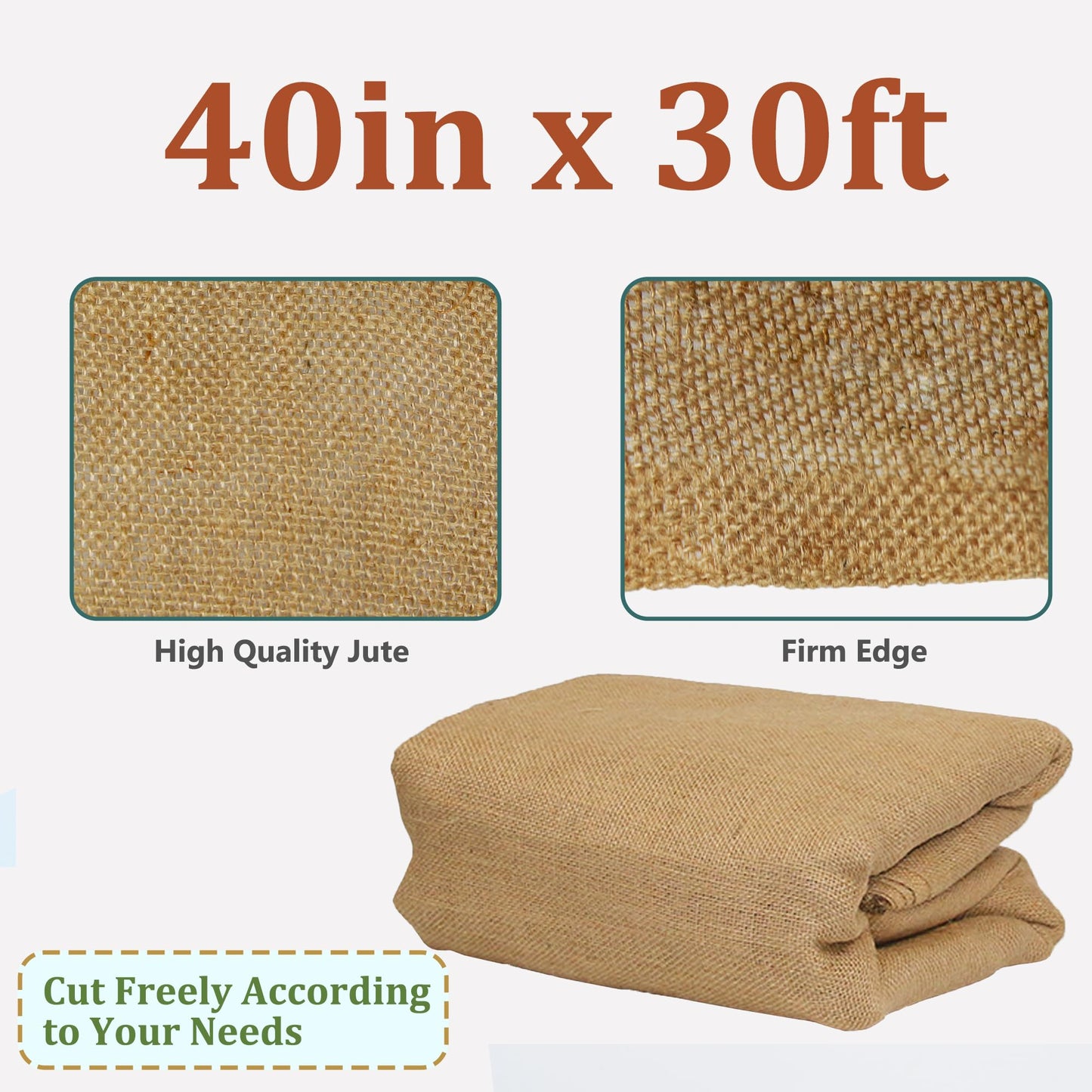 Sunnyglade 40in x 30ft Gardening Burlap Fabric, Winter Frost Natrual Burlap Plant Covers Freeze Protection, Shrub Potted Plants Cold Resistant Blankets, Suitable for Party Home Decorations (40in*30FT)