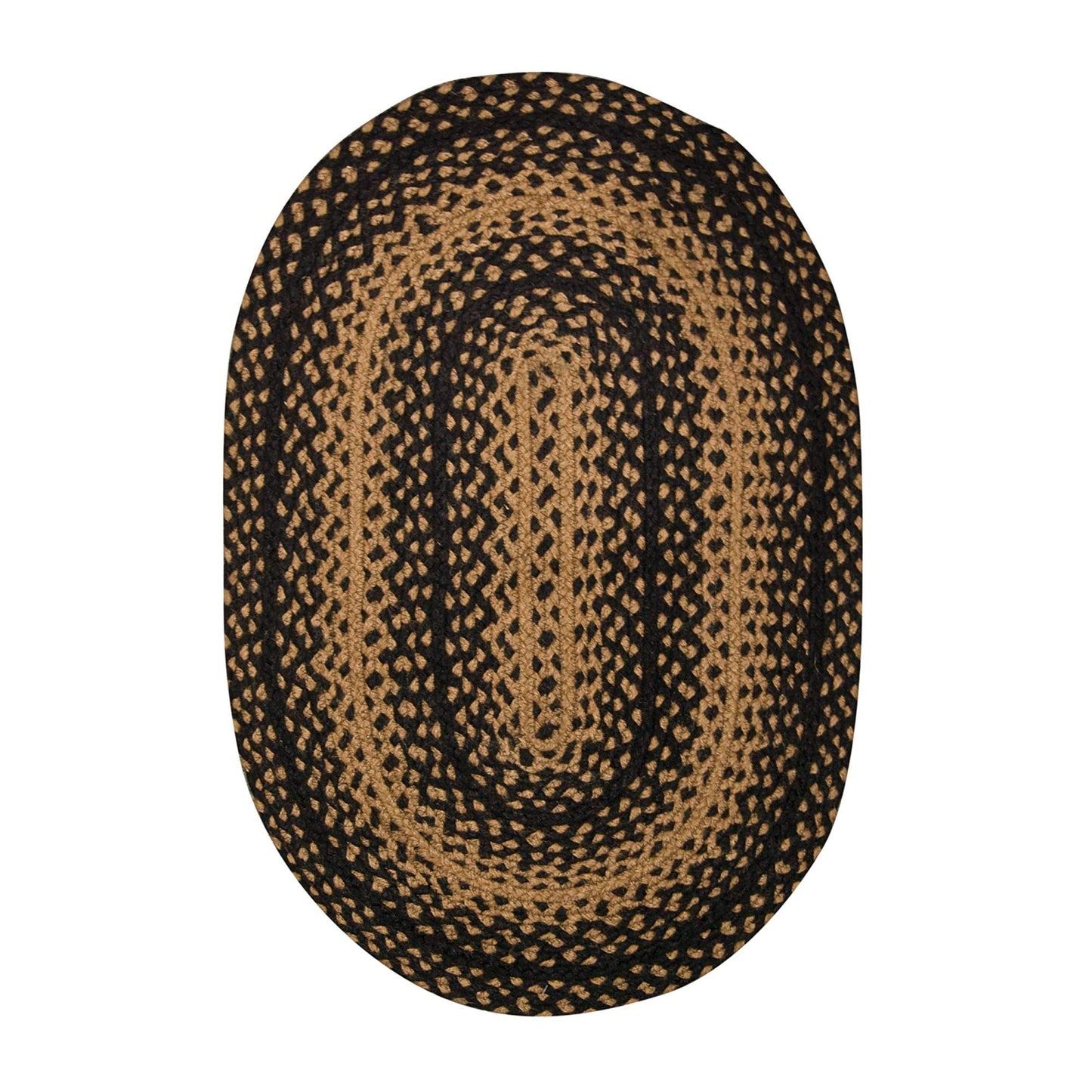 IHF Home Decor Ebony Design Braided Area Rug 20" x 30" Oval Accent Floor Carpet Jute Material