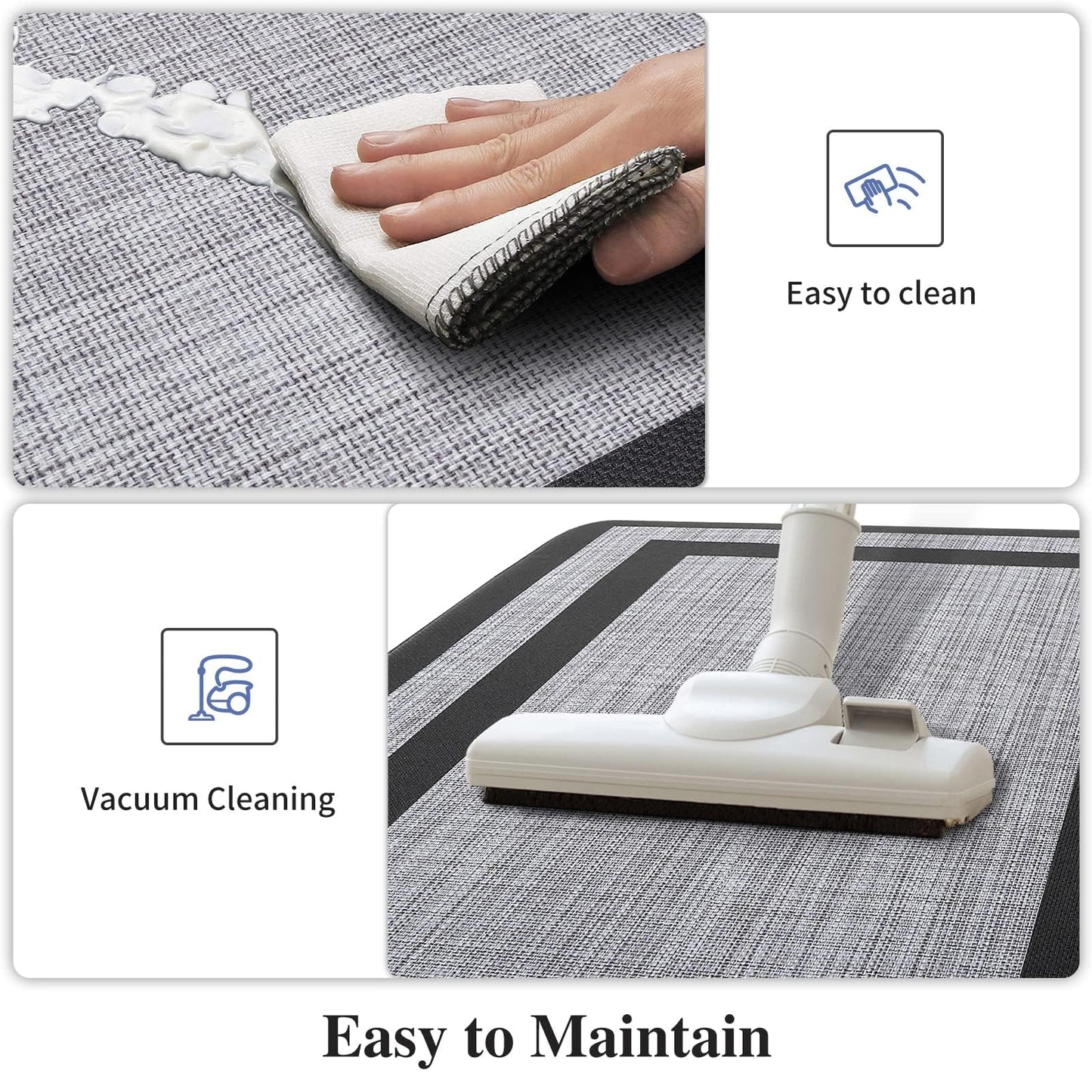 Mattitude Kitchen Mats Set of 2,Cushioned Anti-Fatigue Non-Skid Rug Sets Ergonomic Comfort Standing Mat for Kitchen, Floor, Office, Sink, Laundry, Black and Gray