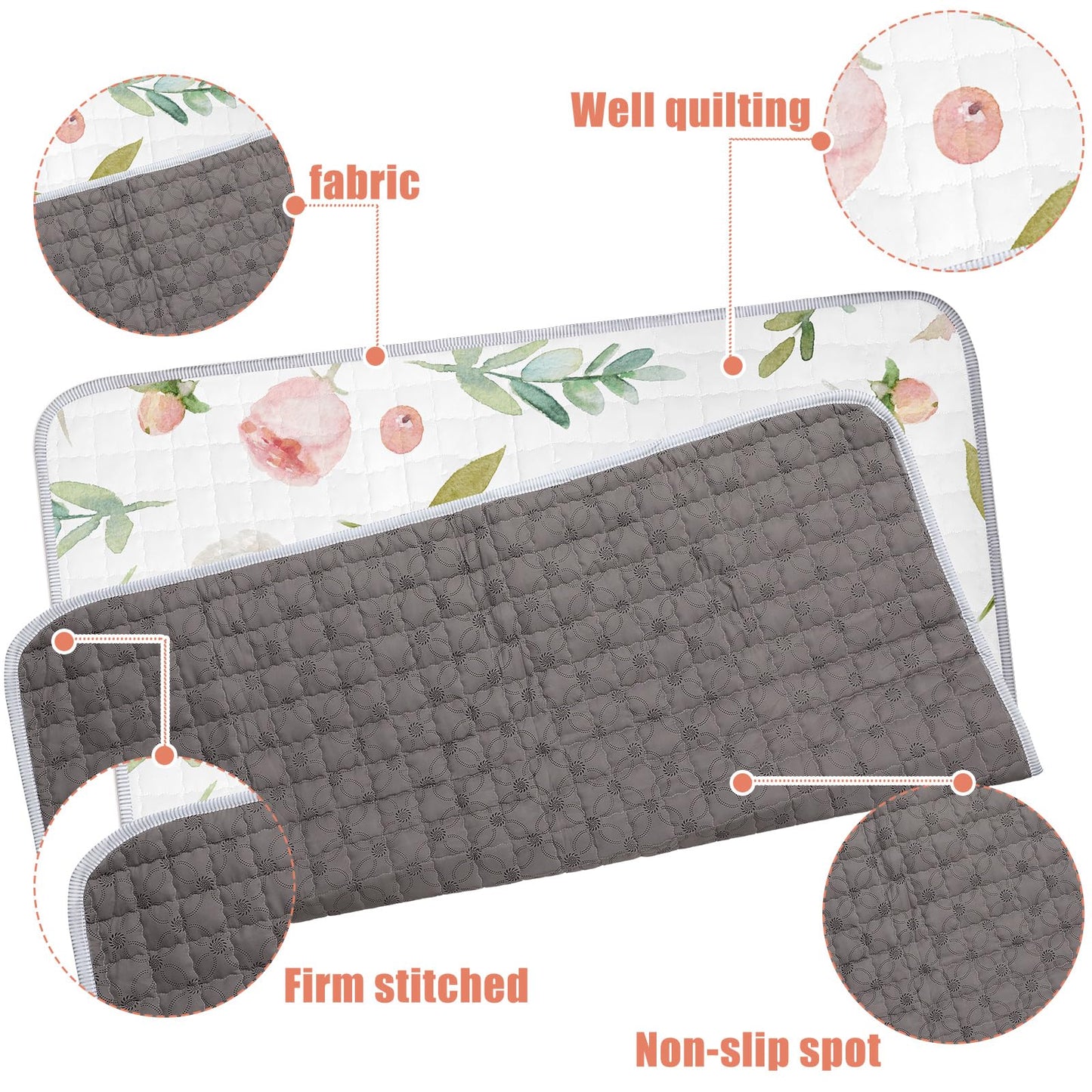 Funtery 43 x 43 Inch Boho Baby Play Mat Portable Crawling Washable Foldable Tummy Time Non Slip Baby Floor Large Playpen Mat for Infants Toddlers Floor Playpen Activity(Flower Theme)