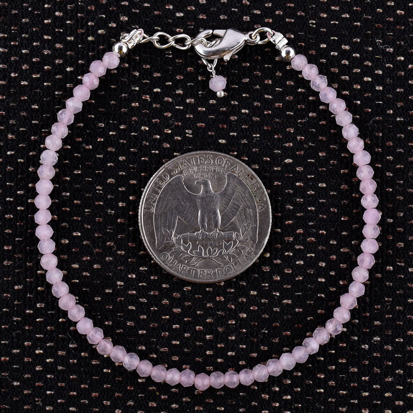 YANARA Rose Quartz Bracelet for Women, Natural Pink Gemstone Beads Dainty Jewelry, April Birthstone, Energy Healing Crystals, Silver Plated Chain 8 inch Adjustable, Birthday Valentines Day Gifts For Her