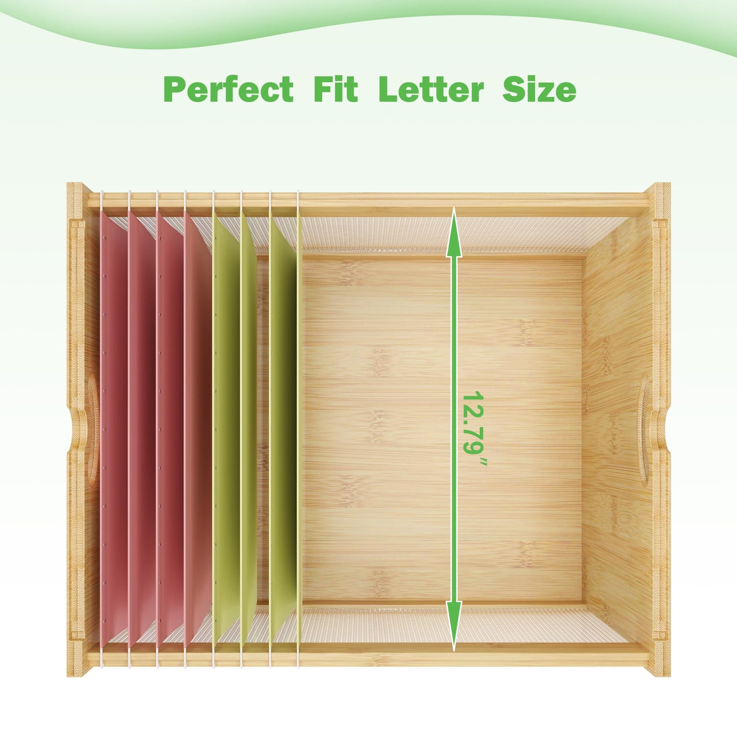 Hanging File Box Organizer for Letter Size, Bamboo Acrylic File Folder Storage with Lid Clear Moving Boxes Wooden with Handle Desktop Wood Filing Holder for Office Banker Document Nature 1 Pack