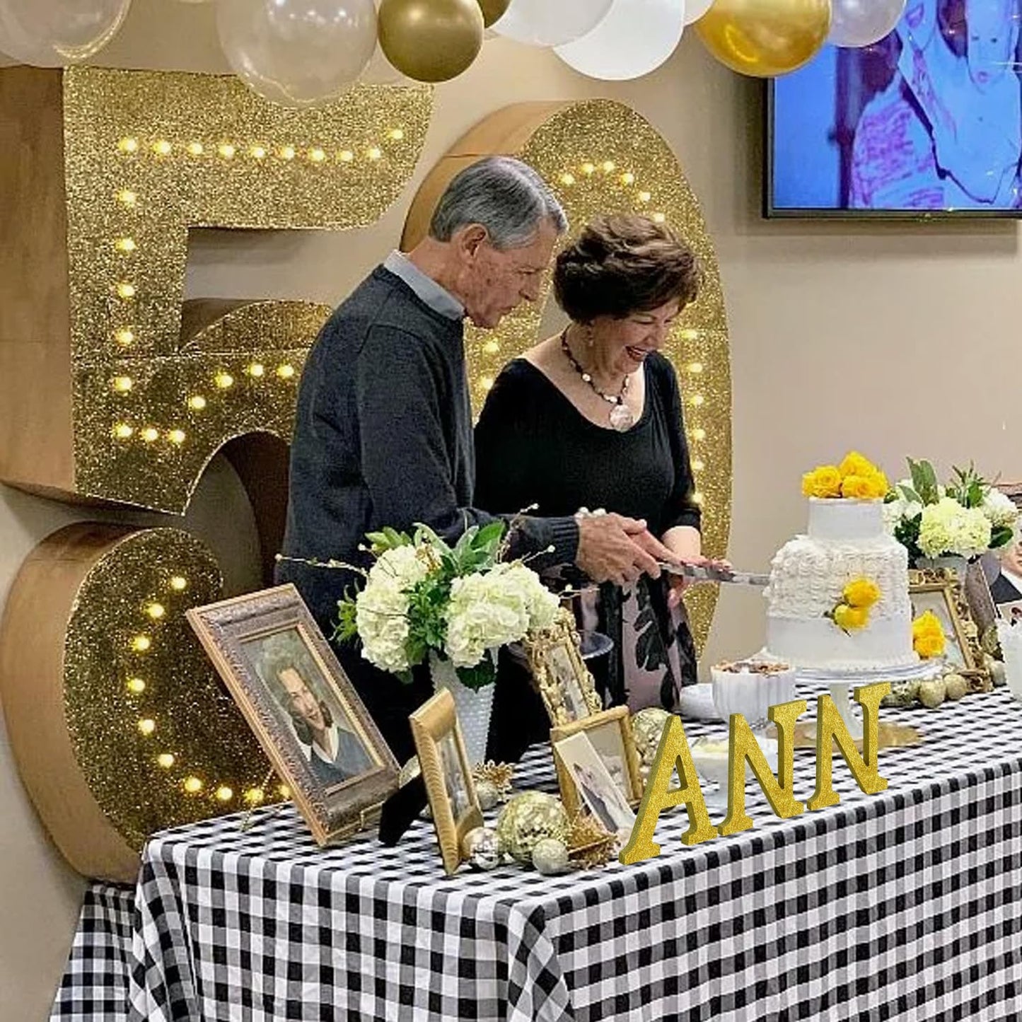 TONIFUL 8 Inch Gold Glitter Letter A Table Centerpiece A-Z Gold Birthday Party Decorations,Gold Alphabet A for Birthday,Chrismas,Graduation,Bridal Shower,Wedding,Anniversary Party Supplies
