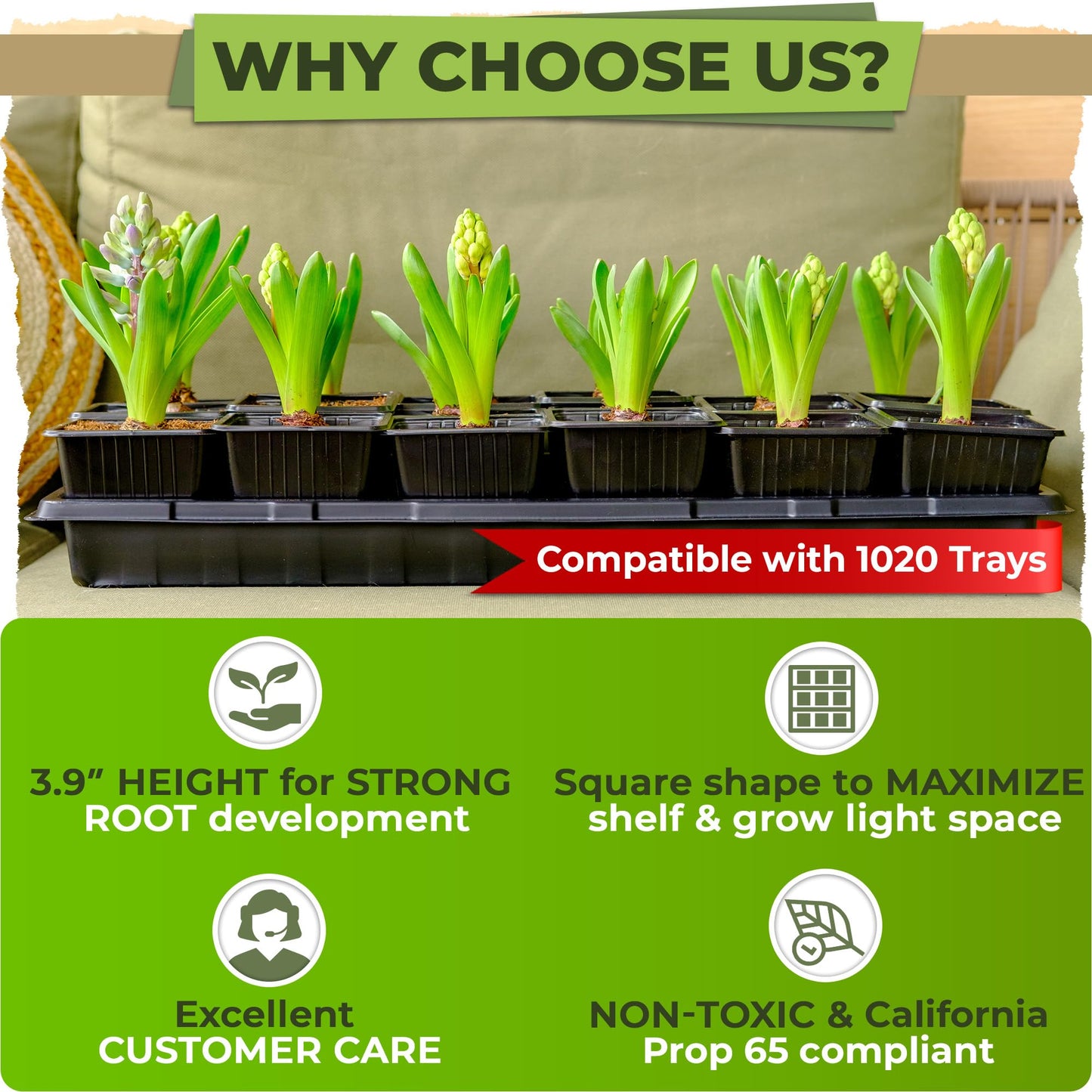 Carpathen Indoor Greenhouse with Grow Lights and 60 Nursery Pots Pack - 4 Tiers 27.2" L x 19.3" W x 54" H with 2 Dimmable 15W Full Spectrum LED Light Strips and Spectrum Control and Heat Mat