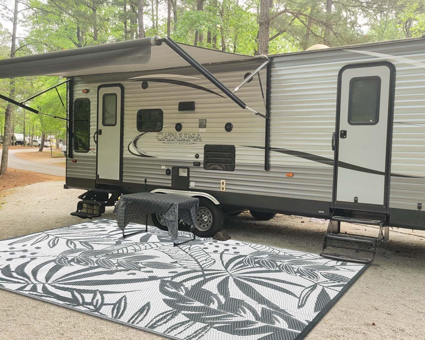 Anidaroel Outdoor Rugs 8x10ft for Patios Clearance Waterproof, Reversible Tropical Plastic Straw Camping Mat Outside Rug, Large Outdoor Area Rug for RV, Porch, Deck, Balcony, Picnic(8'x10')