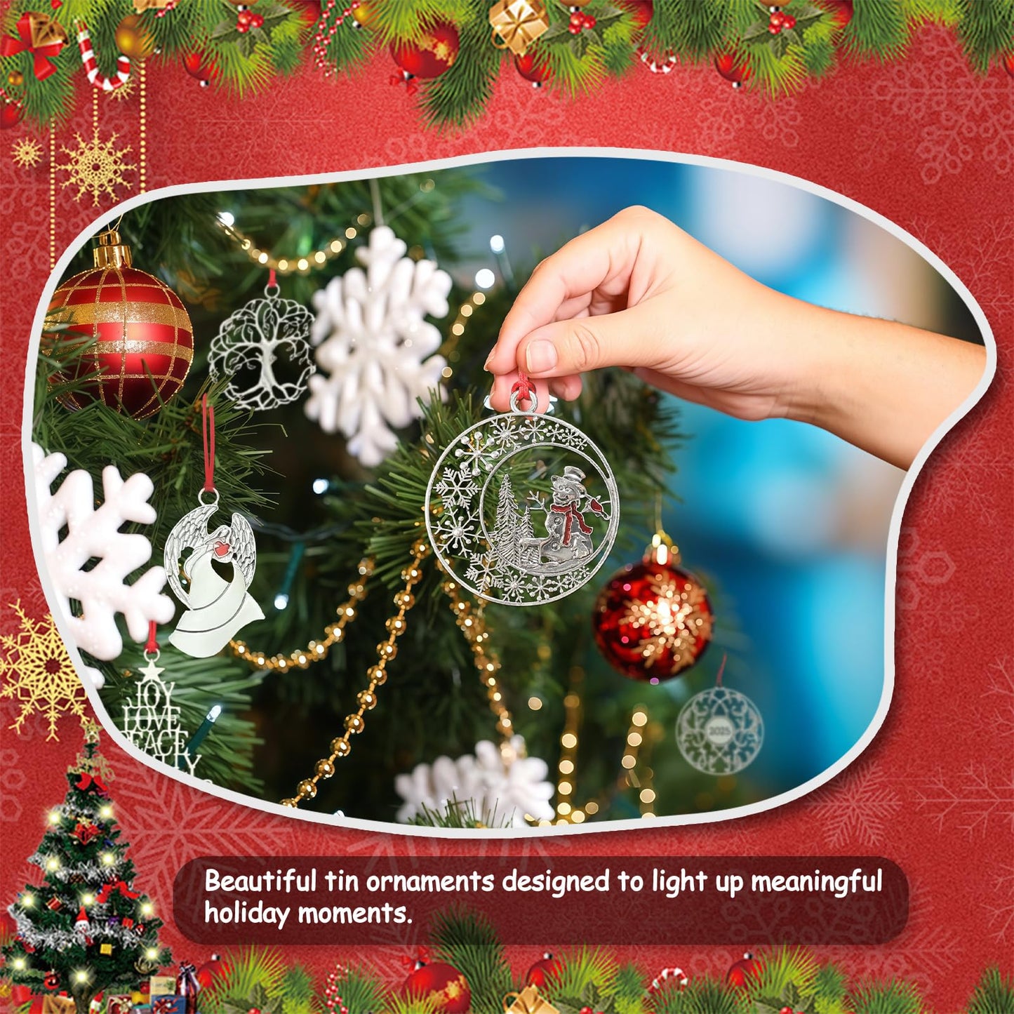 Christmas Ornaments 2025 Solid Pewter Christmas Tree Ornaments Handcrafted Pewter Xmas Pendants Decoration DIY Festive Home Hanging Ornaments for Christmas Trees Winter Decor