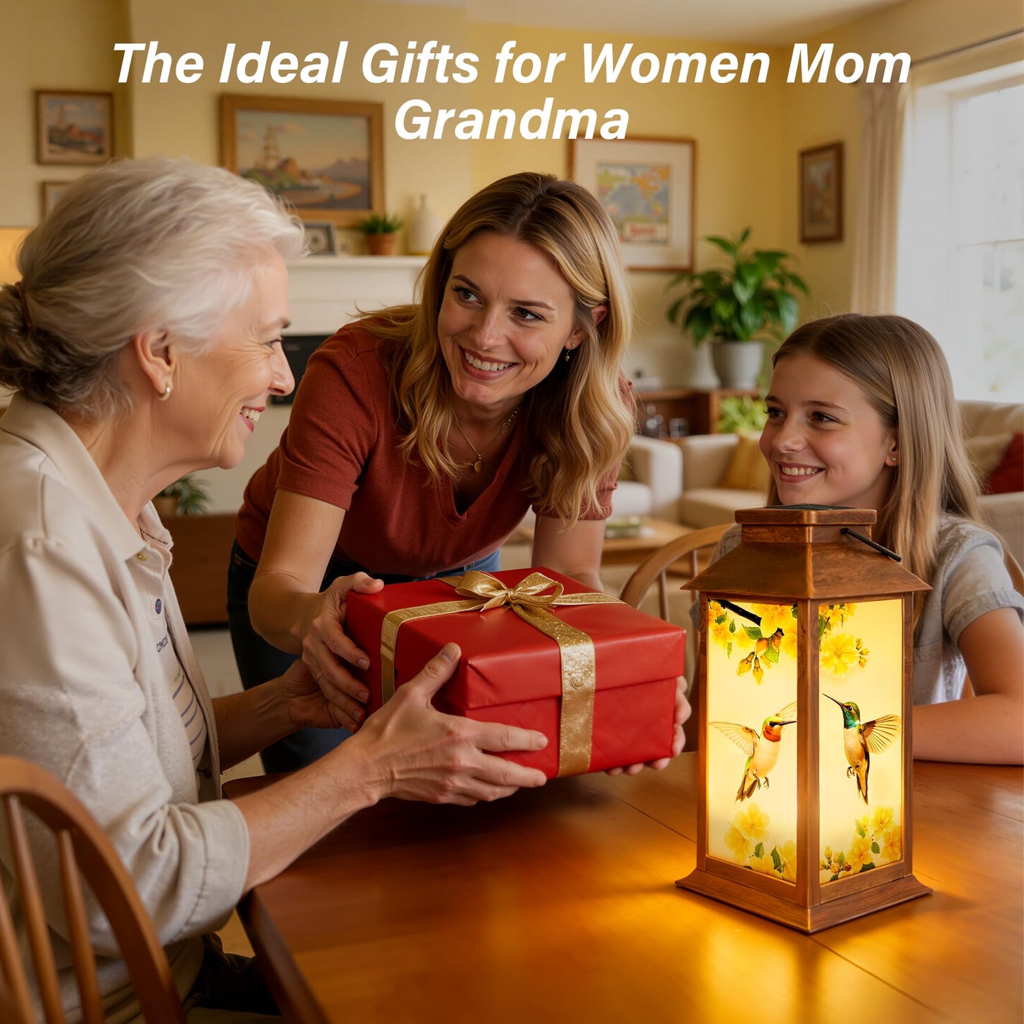 Ccinny Mothers Day Gifts, Solar Lanterns Outdoor Waterproof, Hummingbird Garden Decor Birthday Gifts for Women Mom Grandma, LED Hanging Solar Lights for Outside Yard Patio Lawn Porch