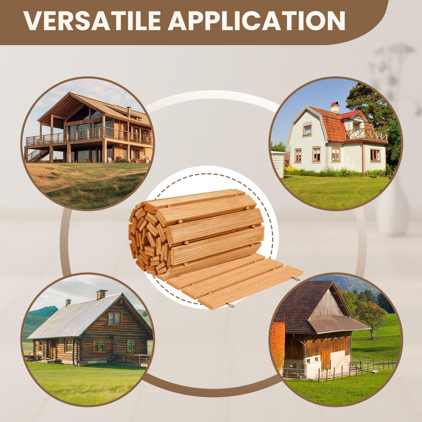 pbugac 8FT Wooden Garden Pathway, Roll Out Walkway for Patio, Backyard and Outdoor Decor, Weatherproof, Non Slip and Easy to Install, Perfect for Beach, Wedding or Lawn (Natural)