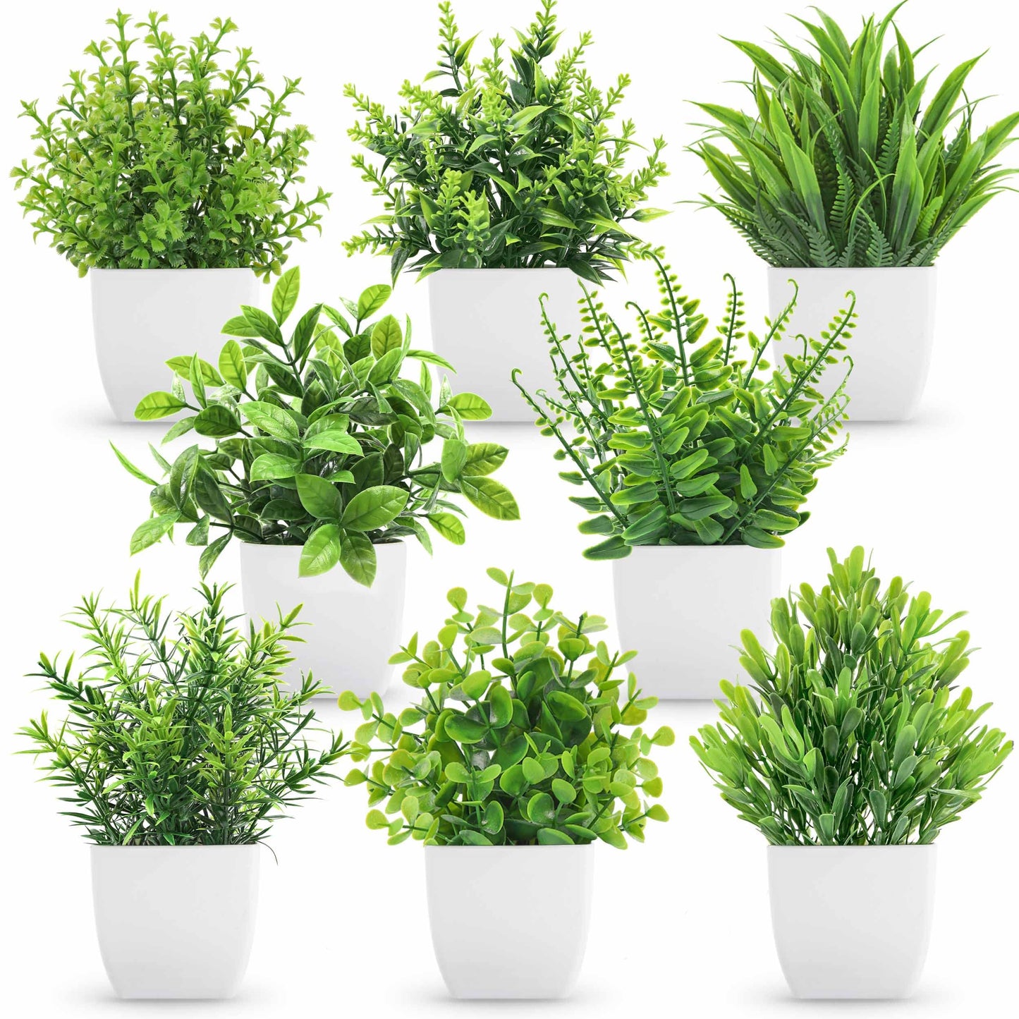 Der Rose 8 Pack Fake Plants Small Artificial Faux Potted Plants for Home Office Farmhouse Bathroom Bedroom Decor Indoor