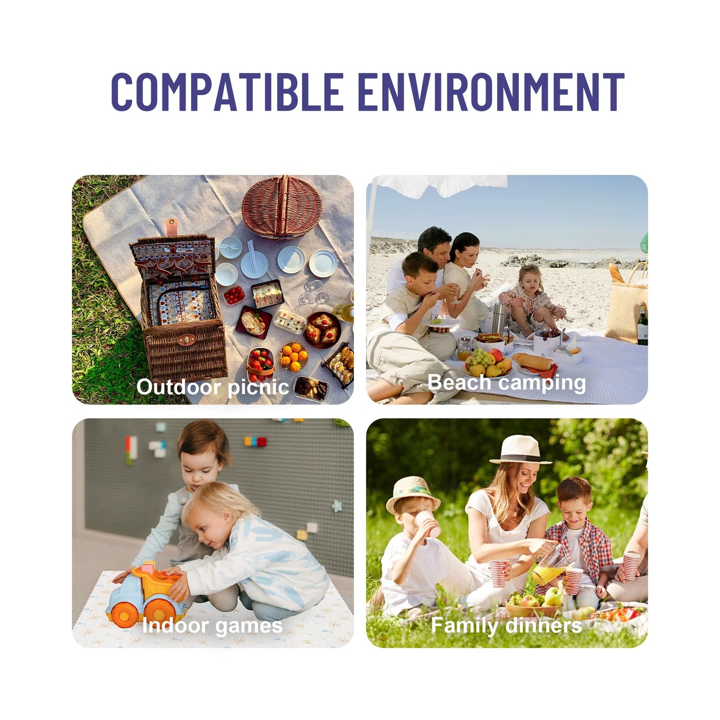UNIFREE Disposable Picnic Mat, Extra Large Picnic Outdoor Blanket,Disposable Tablecloth for Dining, Camping, Indoor and Outdoor,4 Pads