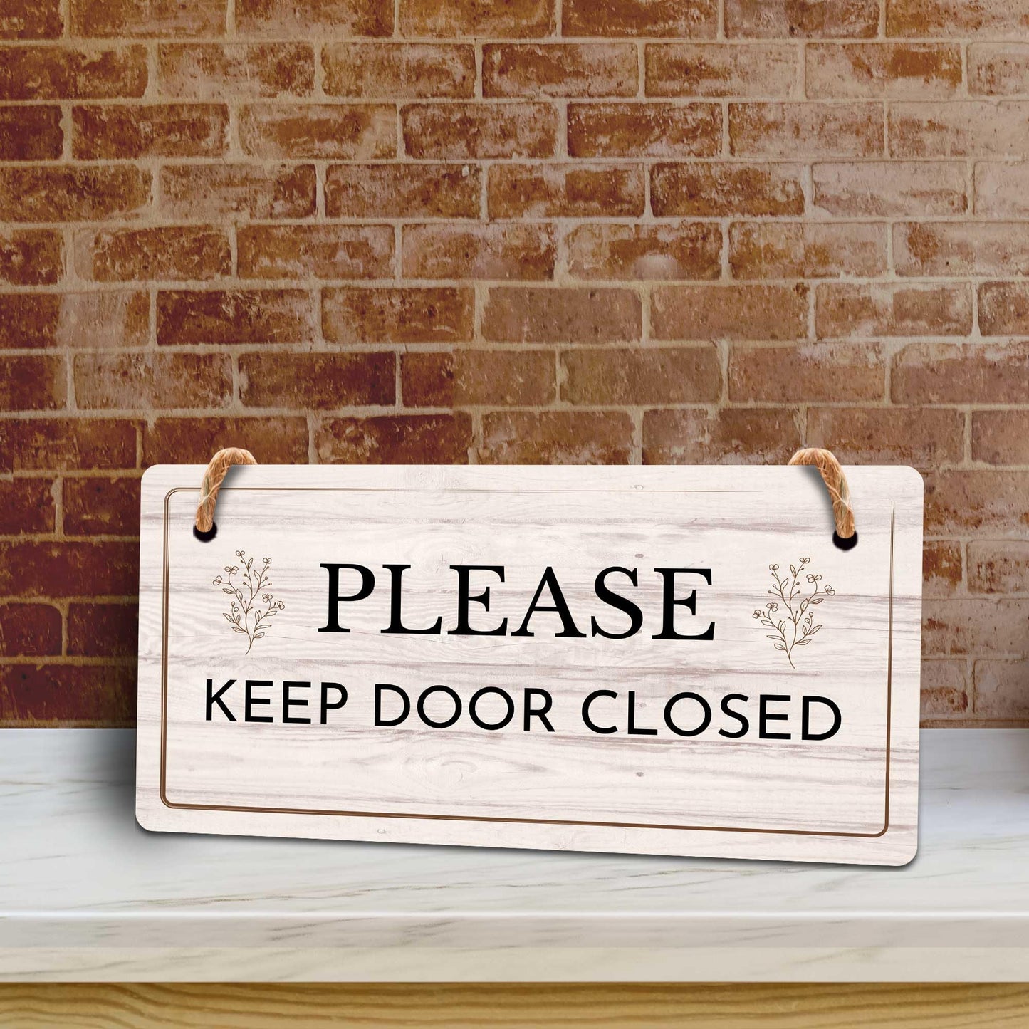 Please Keep Door Closed | Rustic Light Wood 5 x 10" Hanging Sign