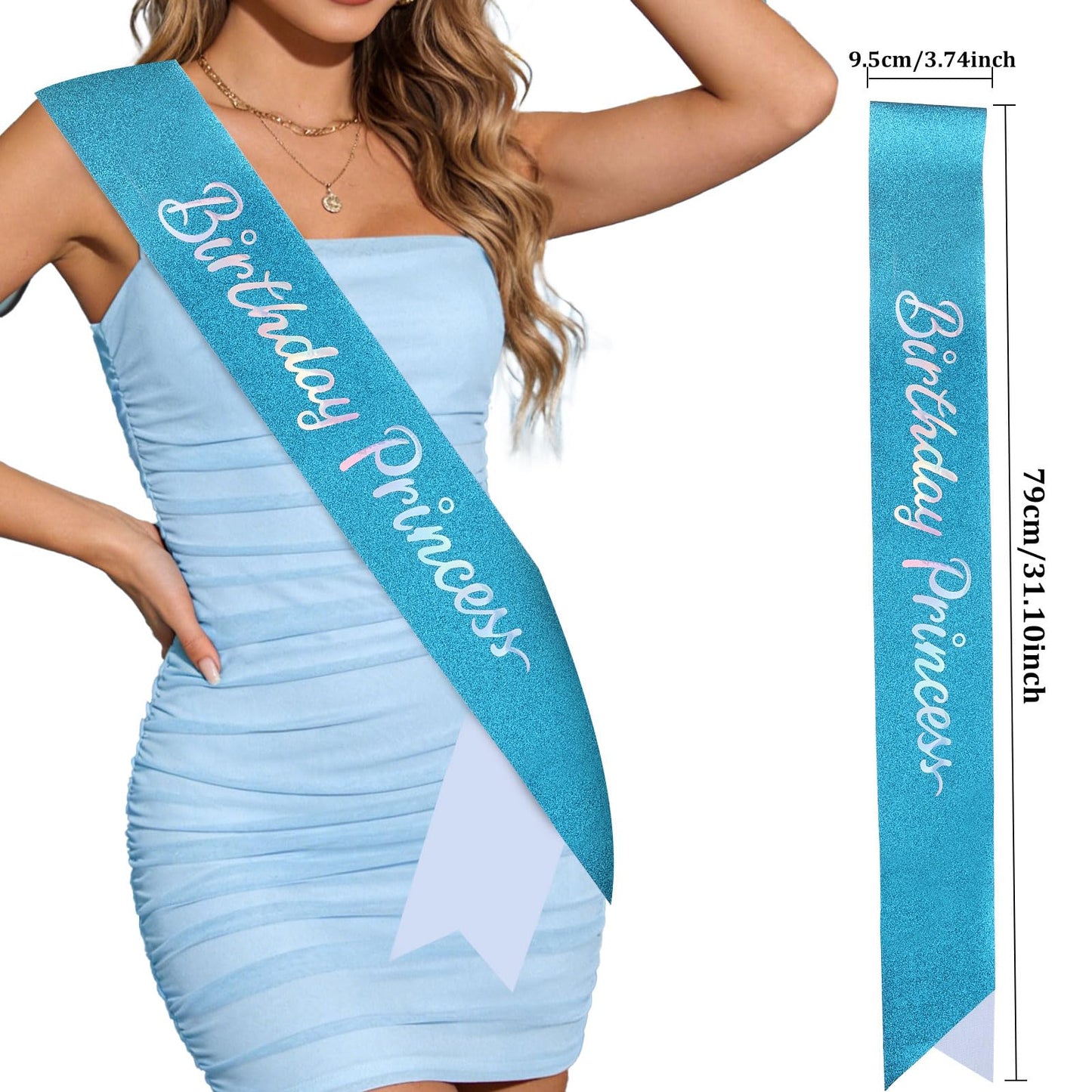 YISSION Snowflake Tiara Headband & Birthday Sash Set - Sparkling Ice Theme Party Accessories - Celebration Crown & Glitter Sash for Festive