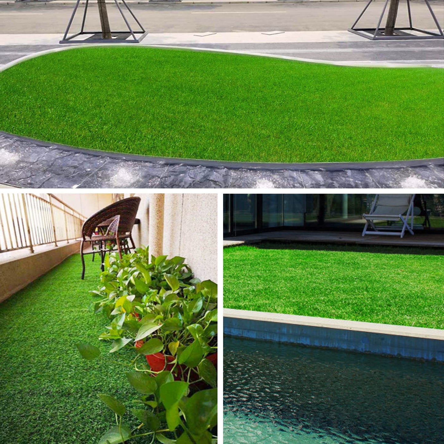 FREADEM Artificial Grass Turf for Pet Dogs 8' x 8', Fake Grass Lawn with Drain Holes, Indoor Outdoor Synthetic Grass Mat for Garden Gym Patio Balcony Playground Backyard, Height 0.8 Inch