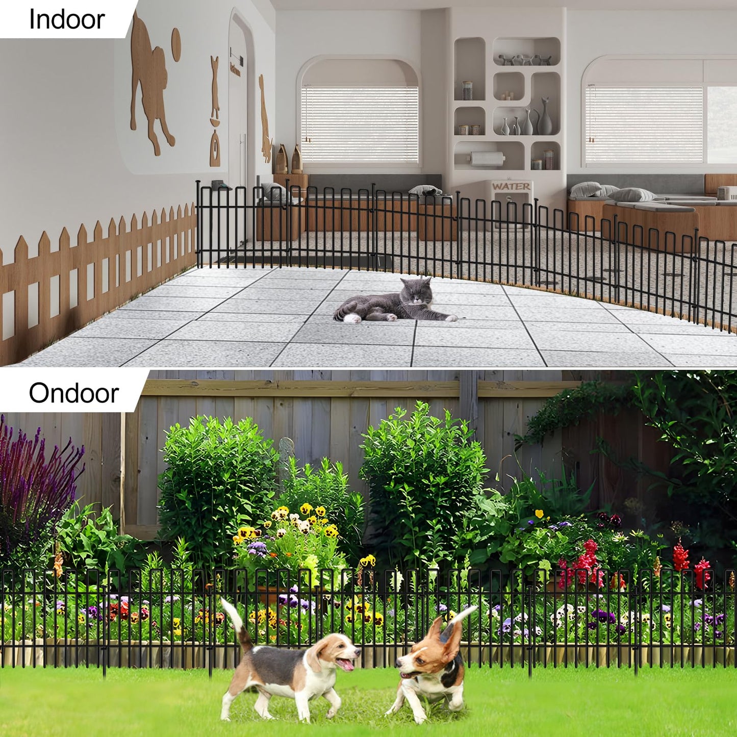 26 Panels No Dig Animal Barrier Fence, 13in(H) x 37ft(L) Garden Edging Border Fencing, Rustproof Metal Stakes Decorative Garden Fence, Dog Digging Defense Fencing Barrier for Outdoor, Yard, Patio