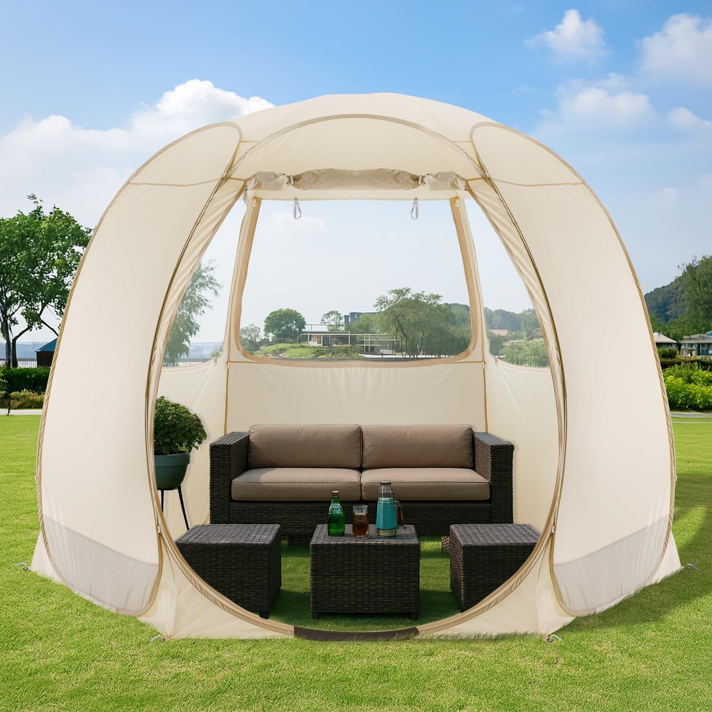 Alvantor® Pop Up Screen House Tent, UPF 50+ and Windproof Dome Outdoor Canopy Tent with Roll Up Zipped Door Privacy Gazebo, Sun Shelter Compact & Lightweight for Party Camping Fishing Picnic