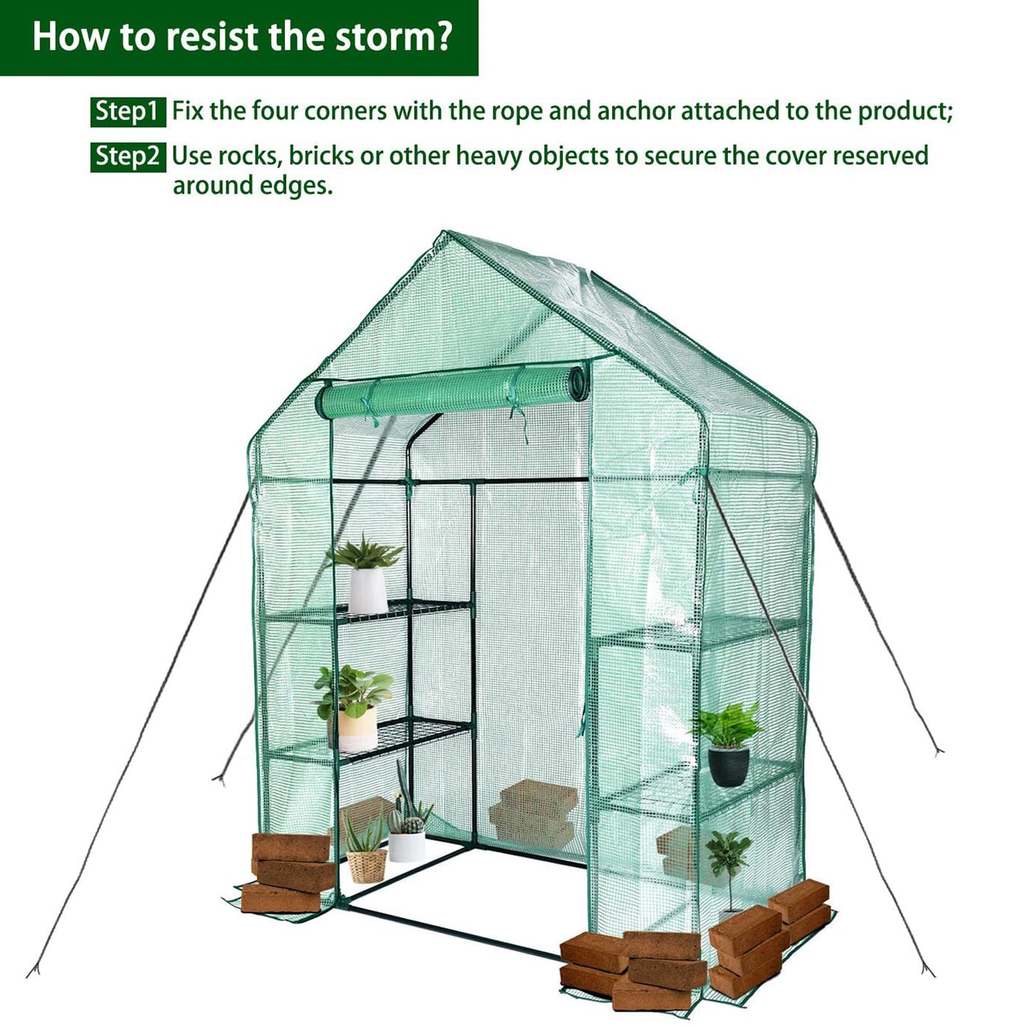 KOKSRY Mini Greenhouse,Greenhouses for Outdoors,Portable Walk in Green House for Garden Plants that Need Frost Protection and Away from Pests, Animals(56"x30"x76")-Green