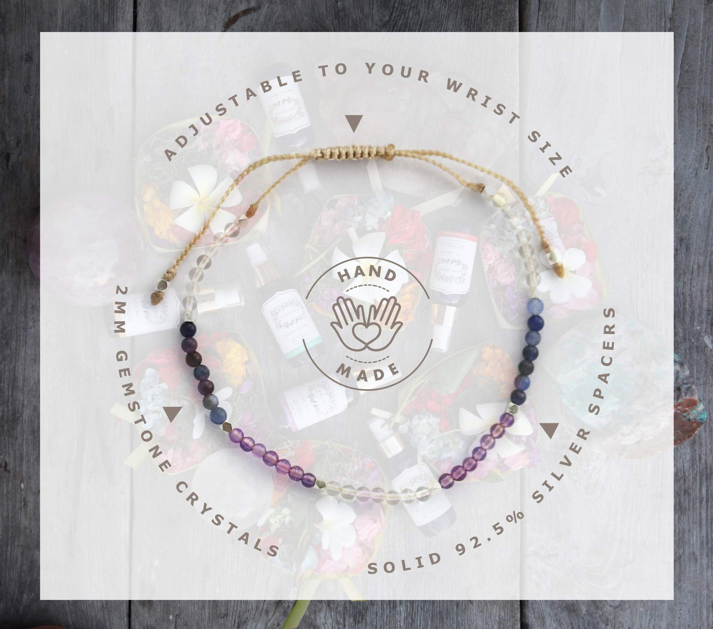 BALIPURA - Let Go Aura Bracelet for Women - 2mm SMALL (TINY) BEADS Healing Crystal, Natural Gemstones, Clear Quartz - 925 Solid Silver Beads - Essential Women Real Stone - (Let Go)…