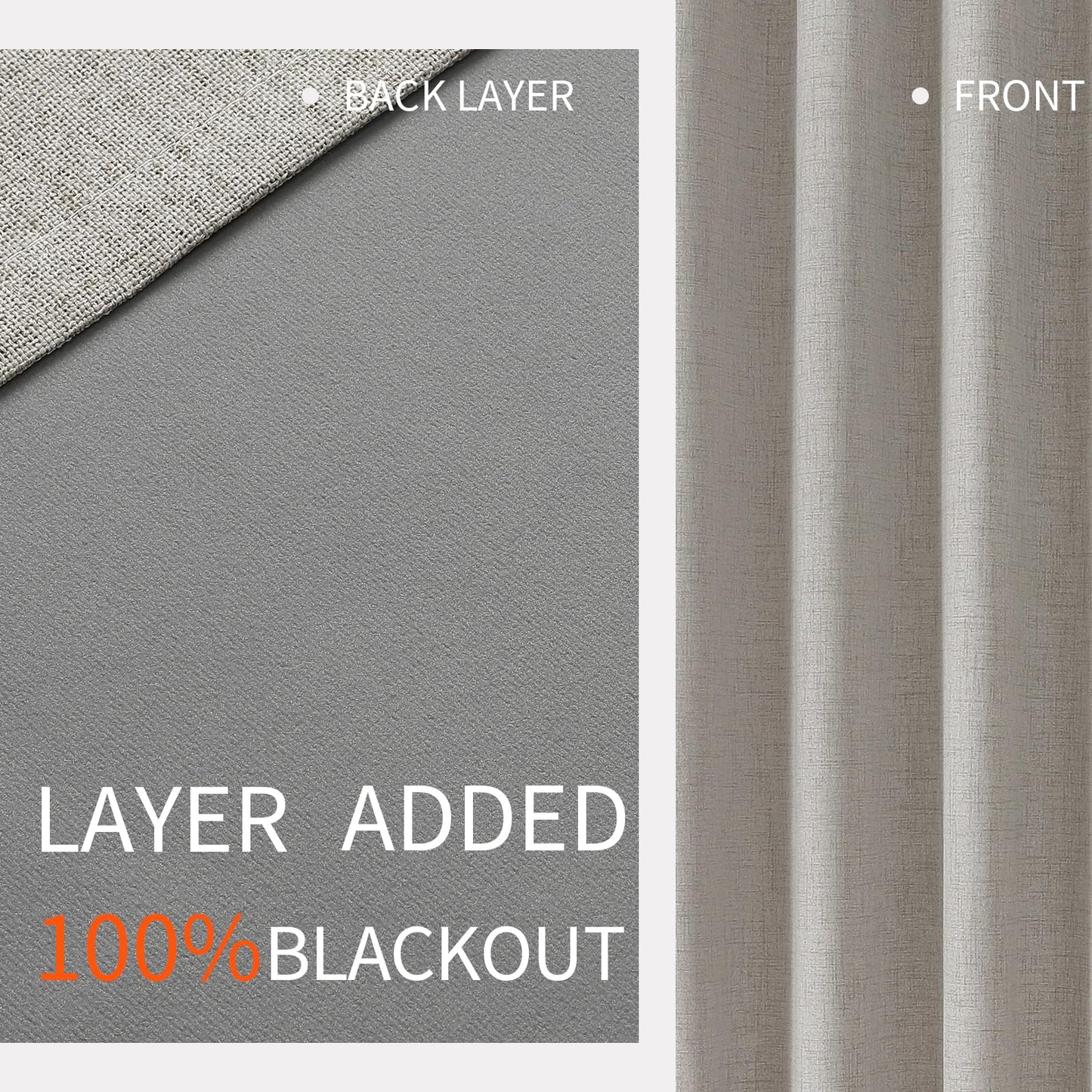 Joydeco Blackout Curtains 63 Inch Length, Living Room Curtain 2 Panels Set, Grommets Room Darkening Textured Thermal Drapes, Greyish White Blackout Curtains for Bedroom (42x63inch)